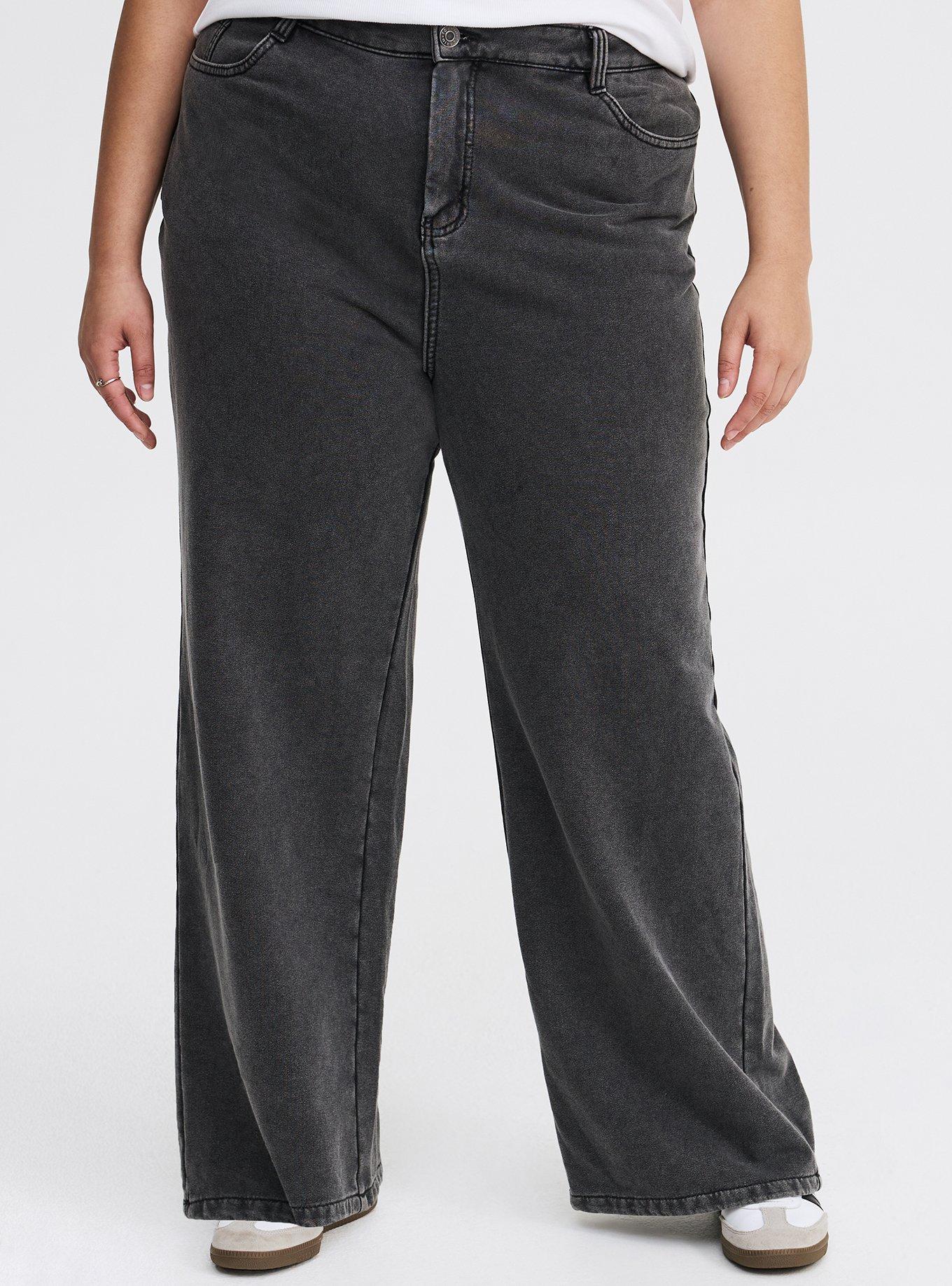 High-Rise Wide-Leg French Terry Jean, WASHED BLACK, alternate