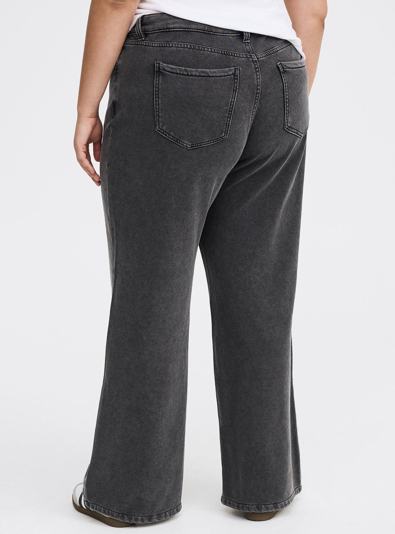 High-Rise Wide-Leg French Terry Jean, WASHED BLACK, alternate