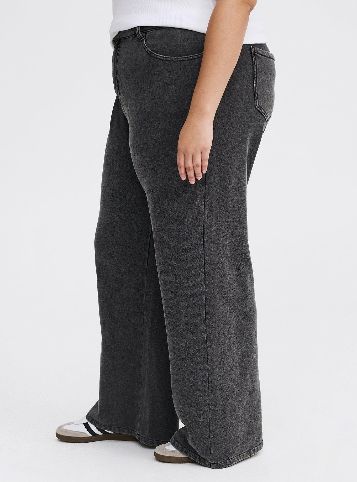 High-Rise Wide-Leg French Terry Jean, WASHED BLACK, alternate