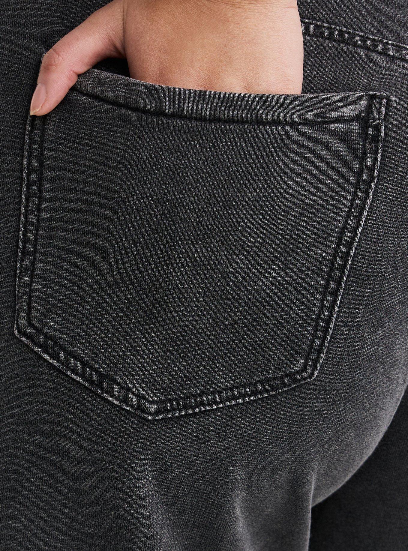 High-Rise Wide-Leg French Terry Jean, WASHED BLACK, alternate