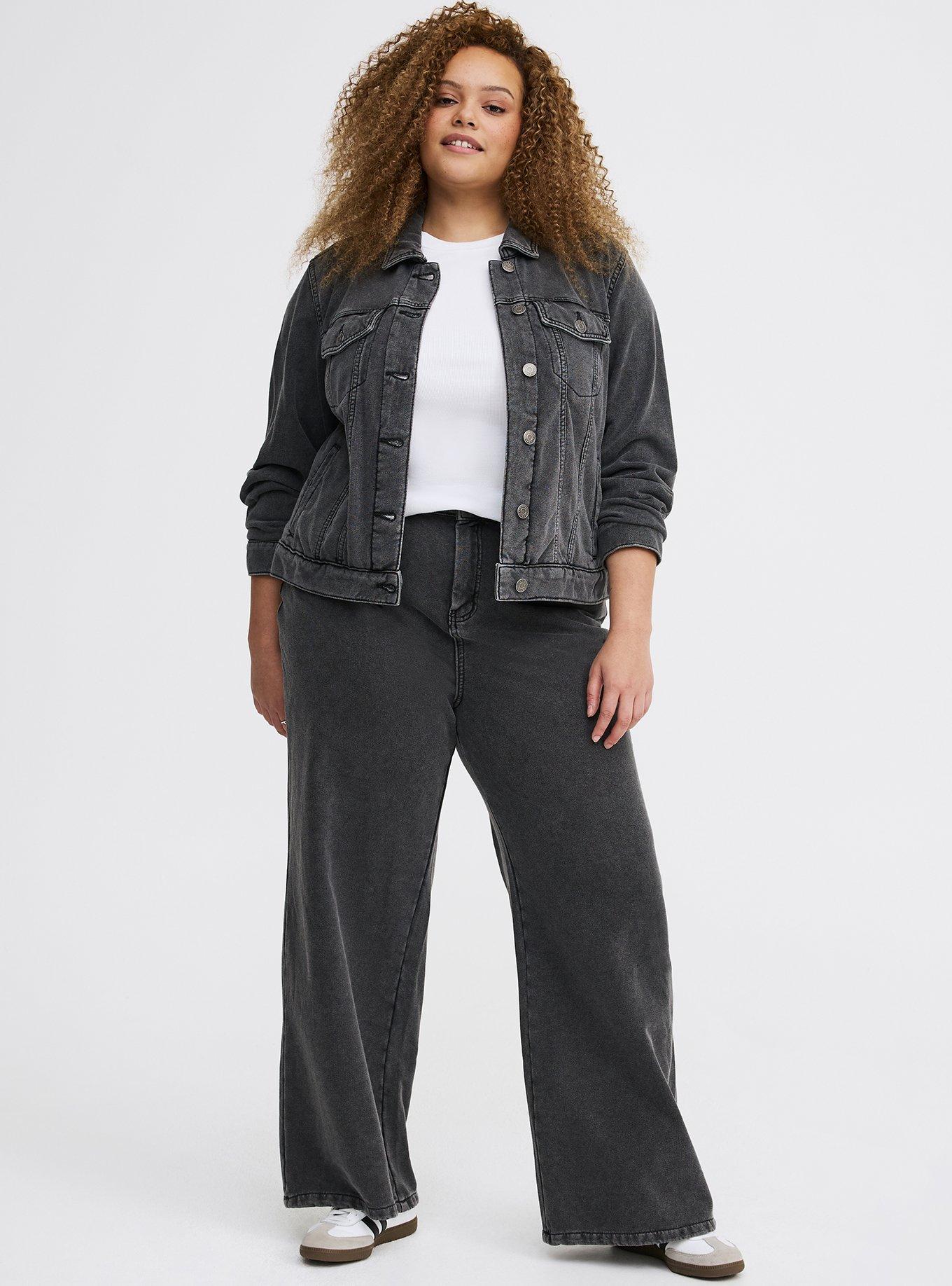 High-Rise Wide-Leg French Terry Jean, WASHED BLACK, alternate