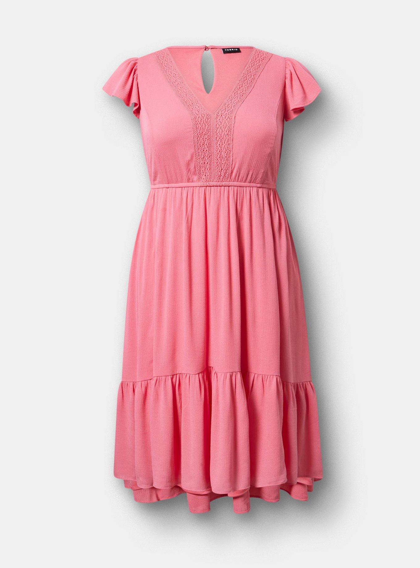 Lace Trim Midi Dress, FRUIT DOVE, hi-res