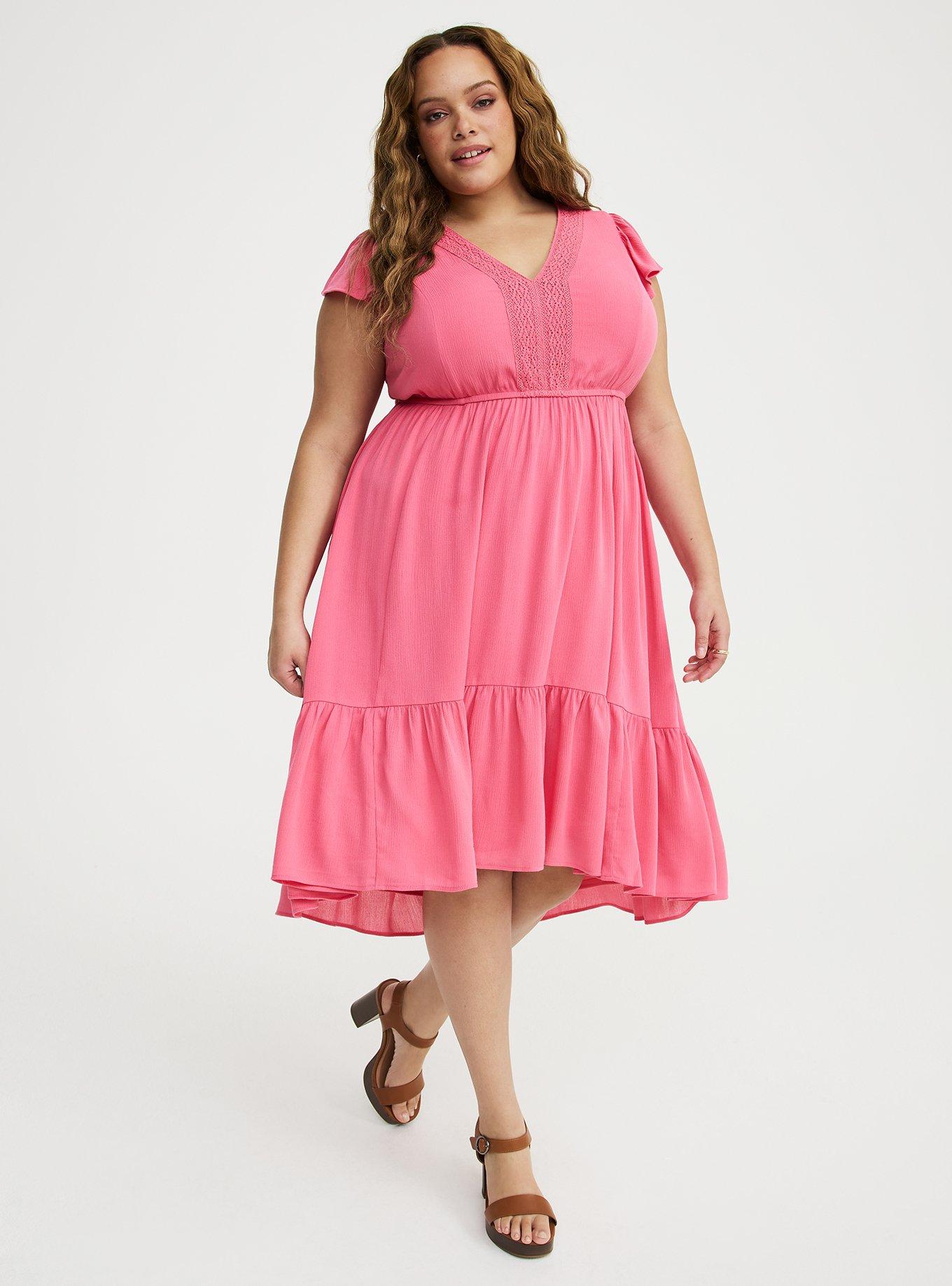 Lace Trim Midi Dress, FRUIT DOVE, hi-res