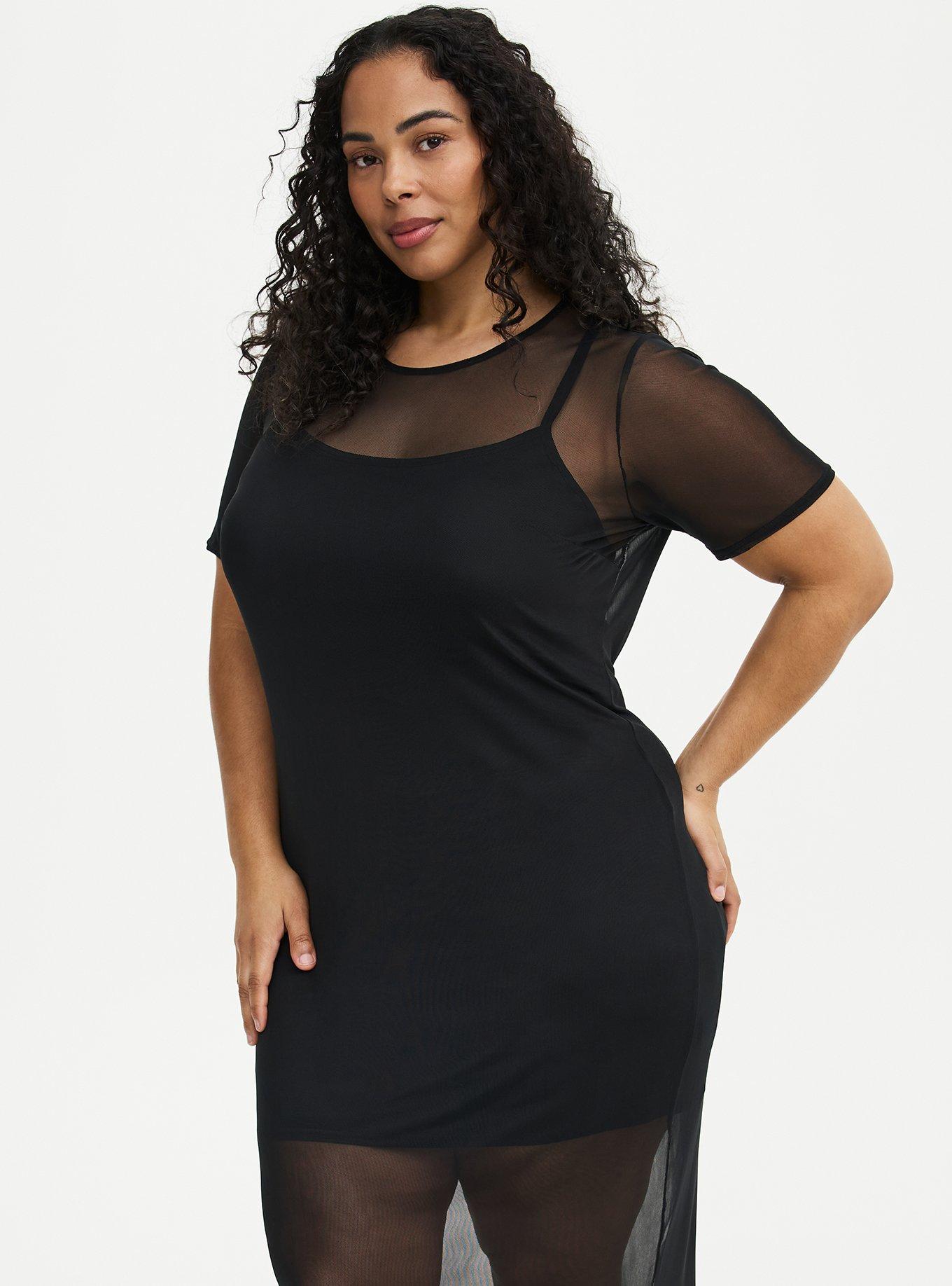 Mesh Column Dress, DEEP BLACK, alternate