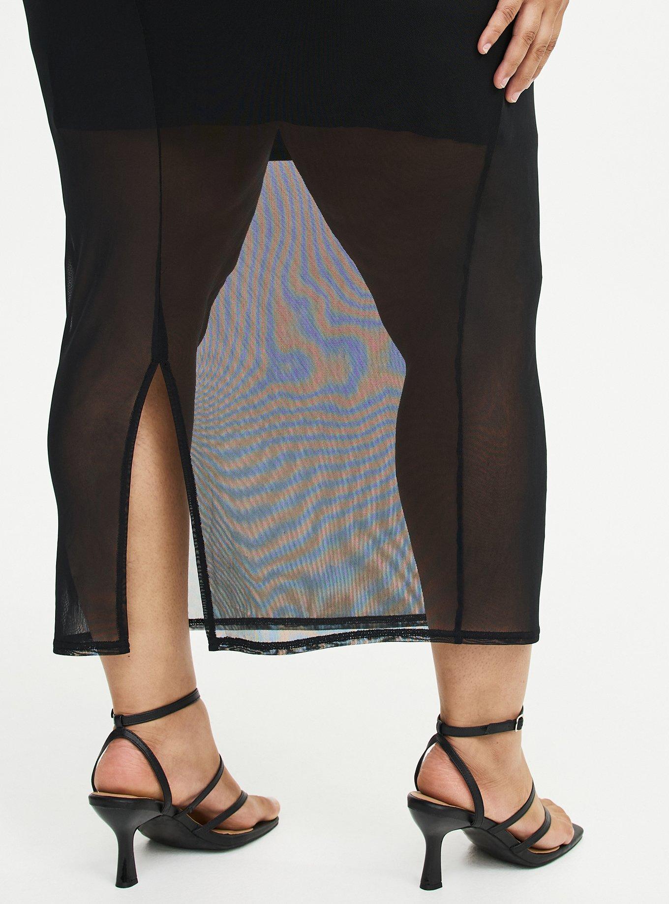 Mesh Column Dress, DEEP BLACK, alternate