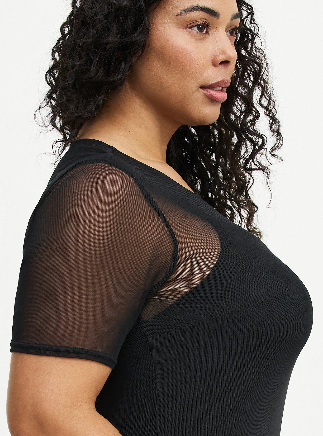 torrid mesh dress Plus Size - Midi Mesh Shirred Bodycon Dress