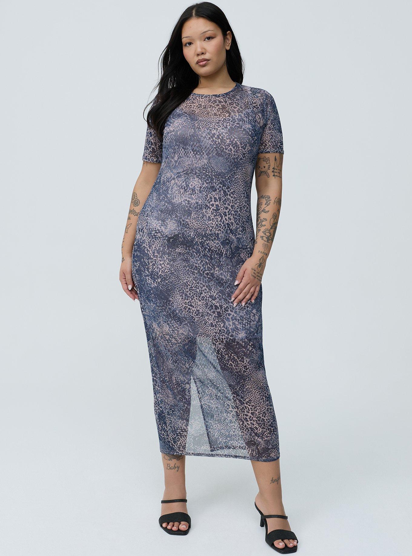 Mesh Column Dress, DIVA SNAKESIN BLUE, hi-res