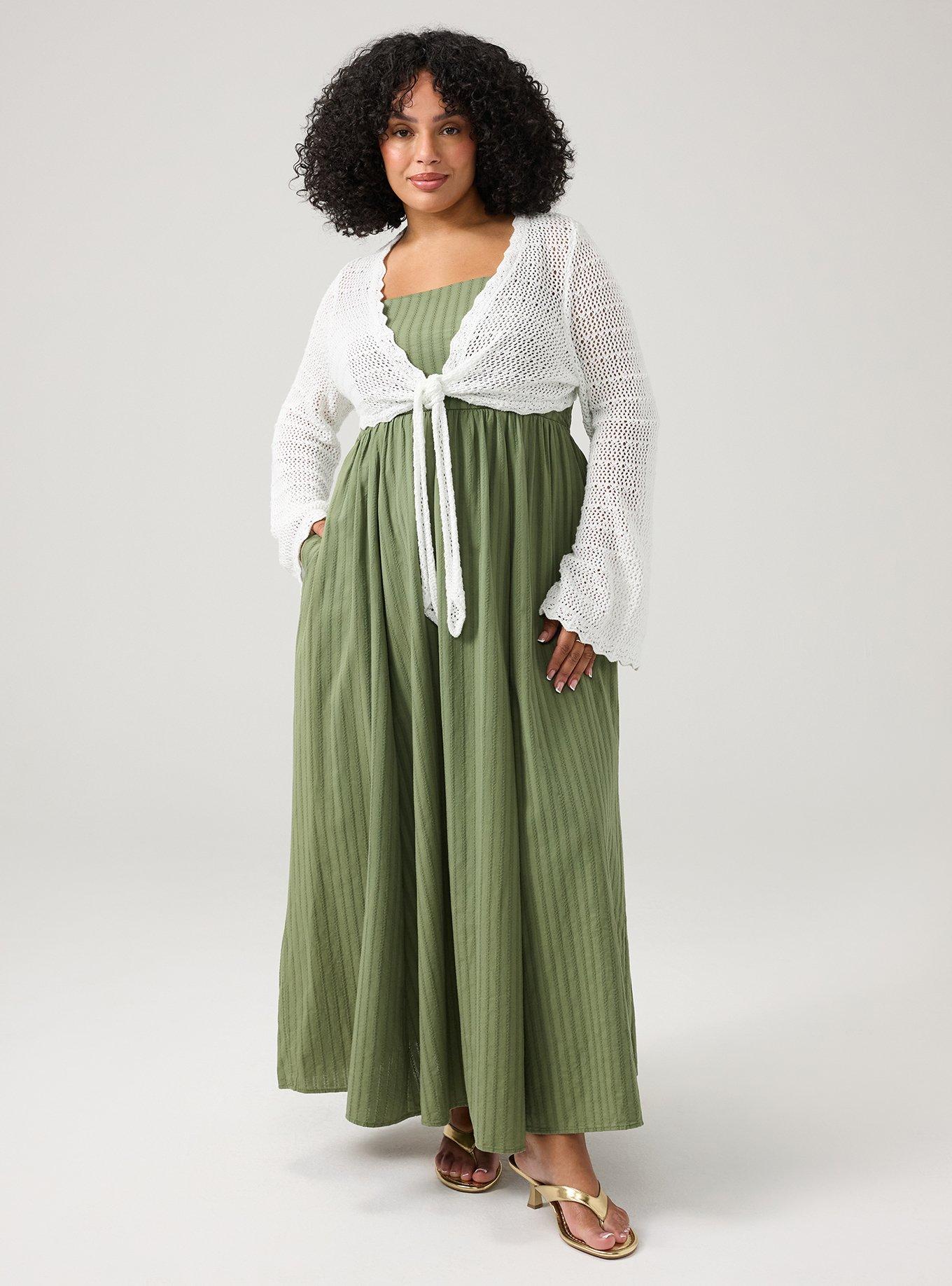 Cotton Maxi Dress, OLIVINE, alternate