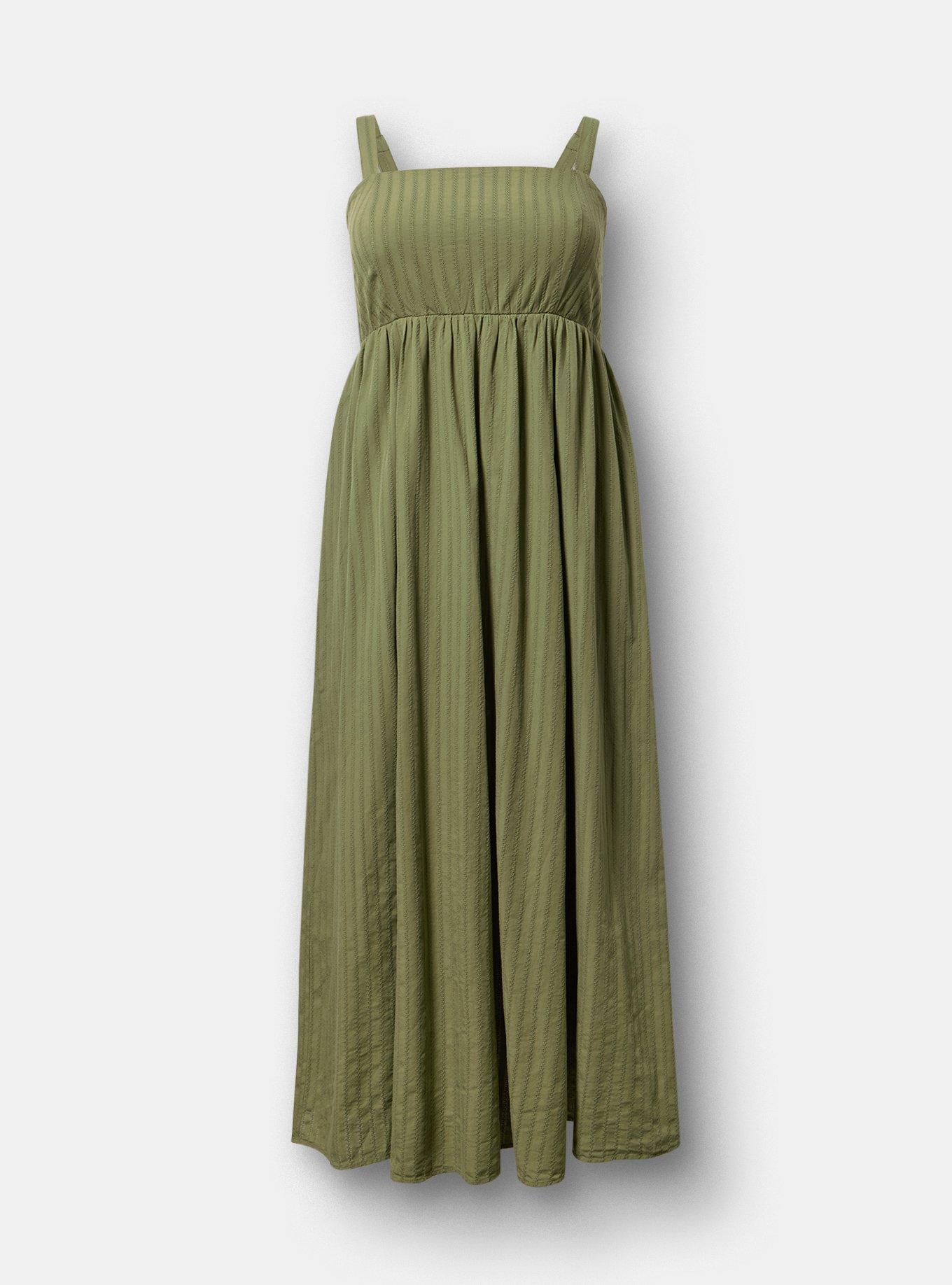 Cotton Maxi Dress, OLIVINE, flat