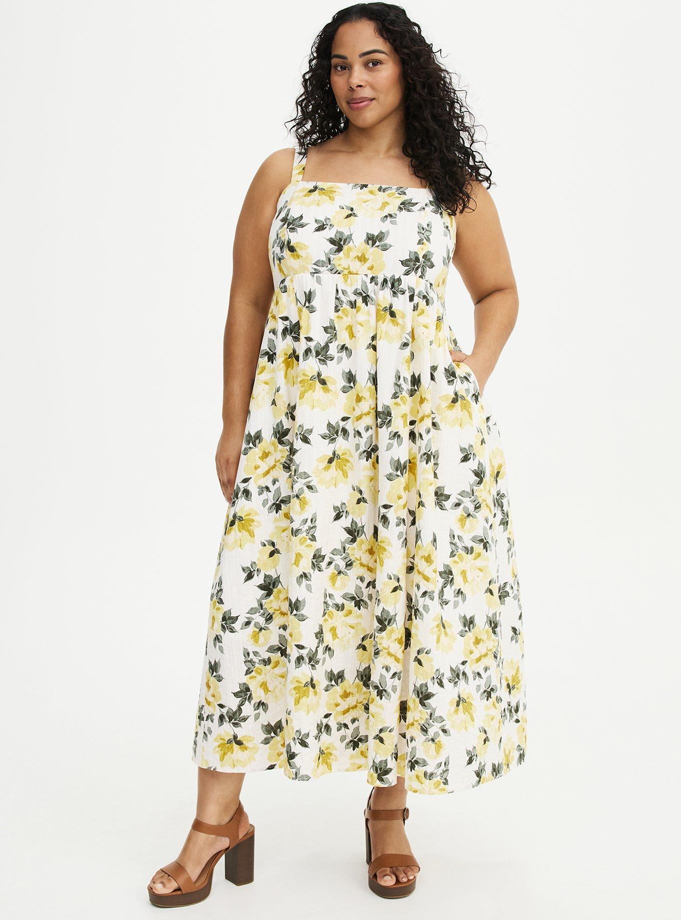 Cotton Maxi Dress, ZELENA FLORAL YELLOW, hi-res