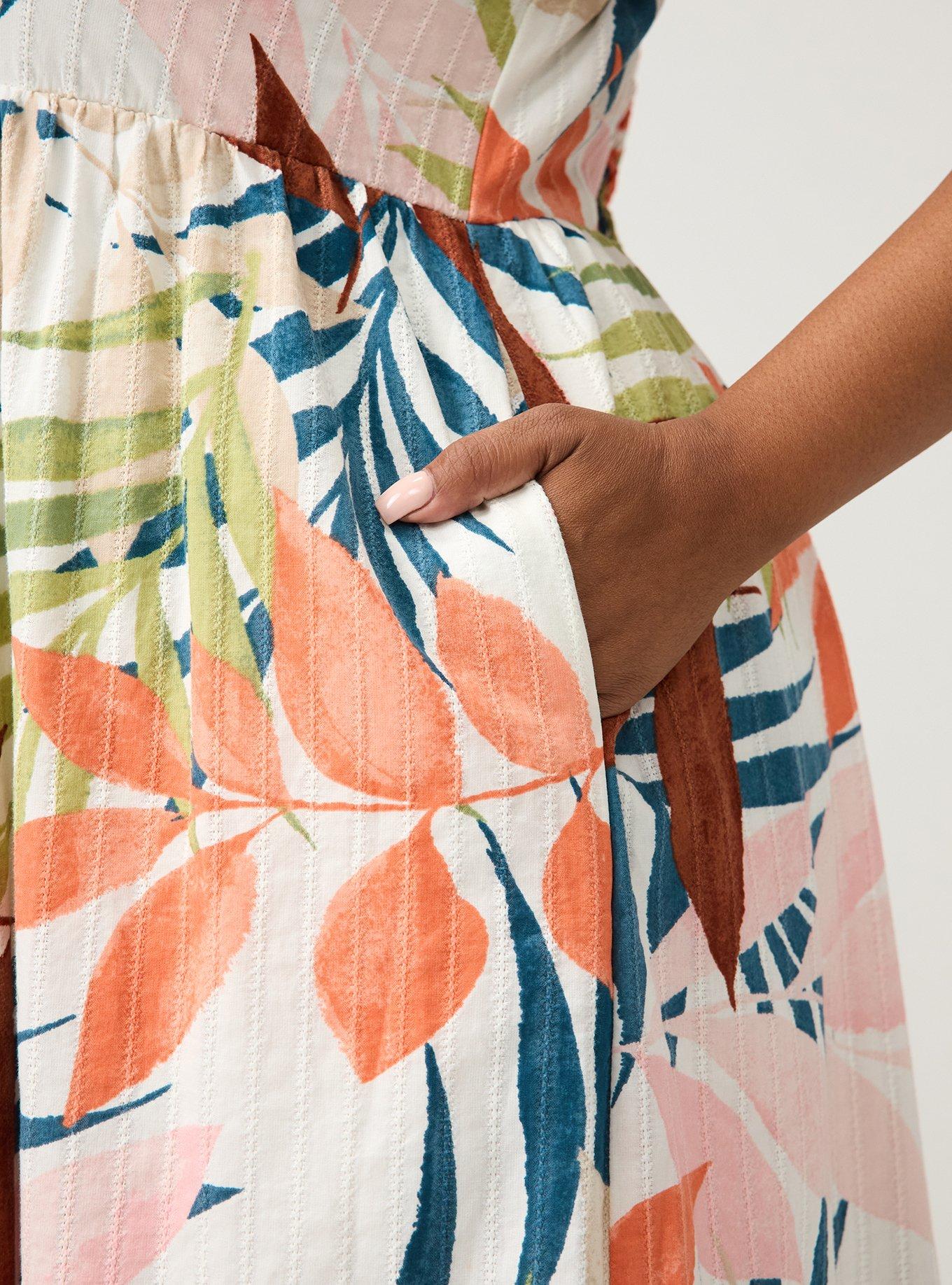 Cotton Maxi Dress, STAMPED FOLIAGE MULTI, alternate