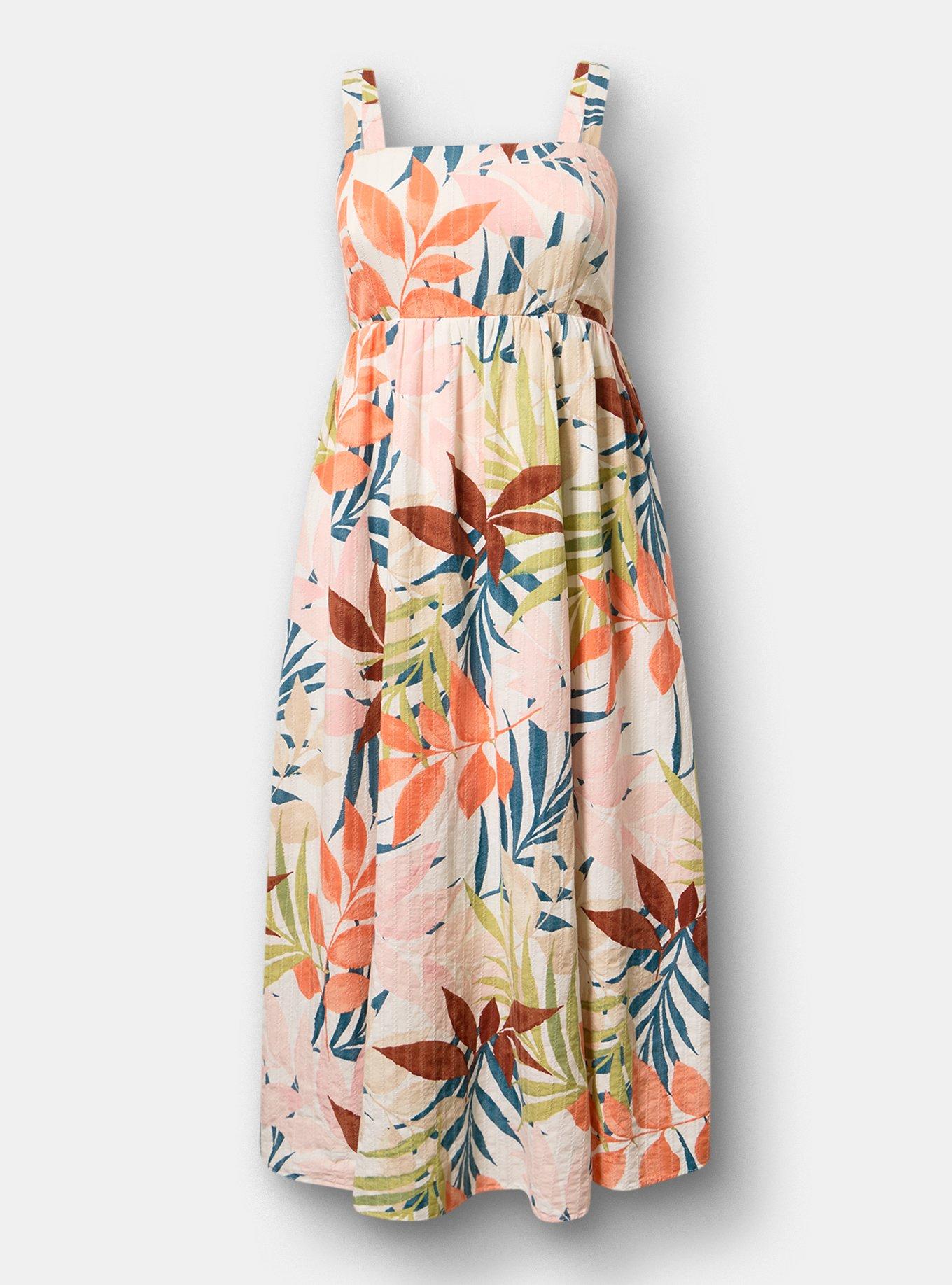 Cotton Maxi Dress, STAMPED FOLIAGE MULTI, flat