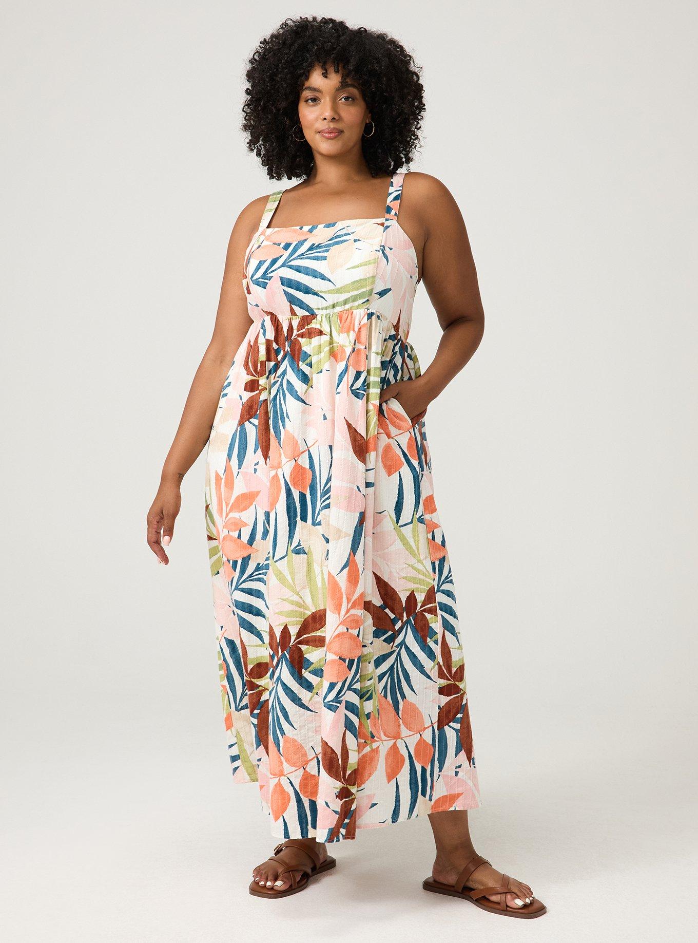 Women's Cotton Maxi Dress in White, Size 22/24, Plus Size by Torrid