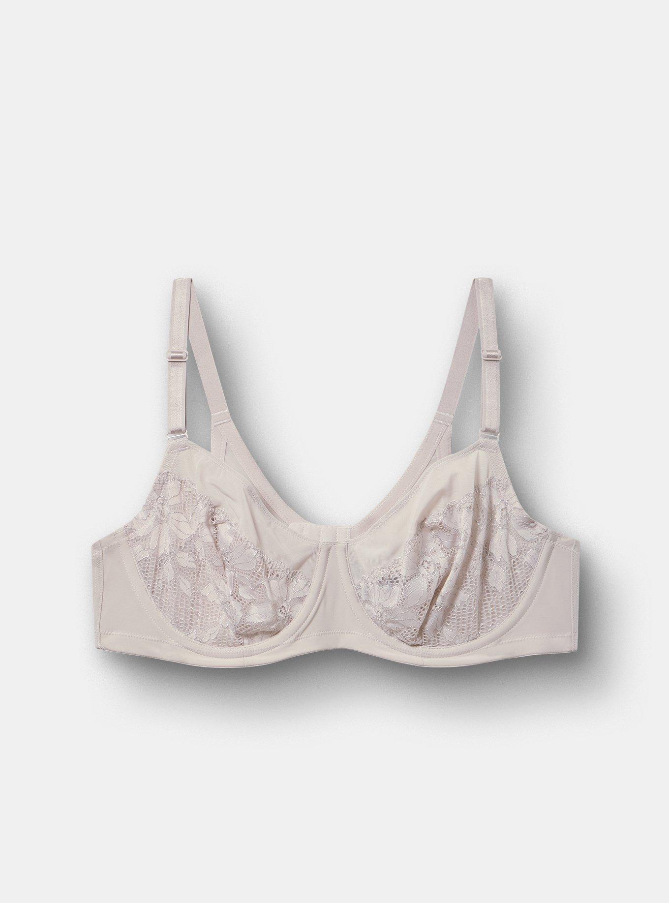 Full Coverage Unlined Ava Lace Bra, ALABASTER GRAY, flat