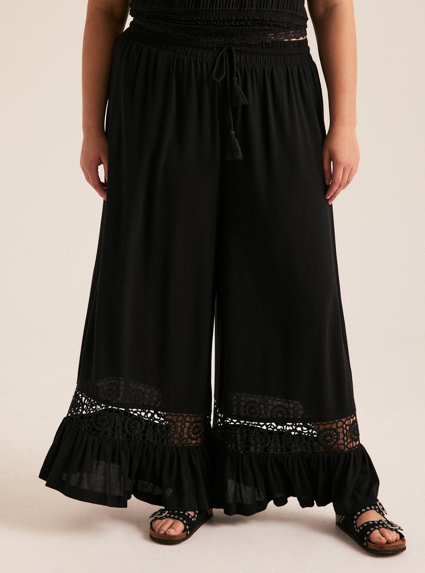 Festi Wide-Leg Lace Trim Pant, DEEP BLACK, alternate
