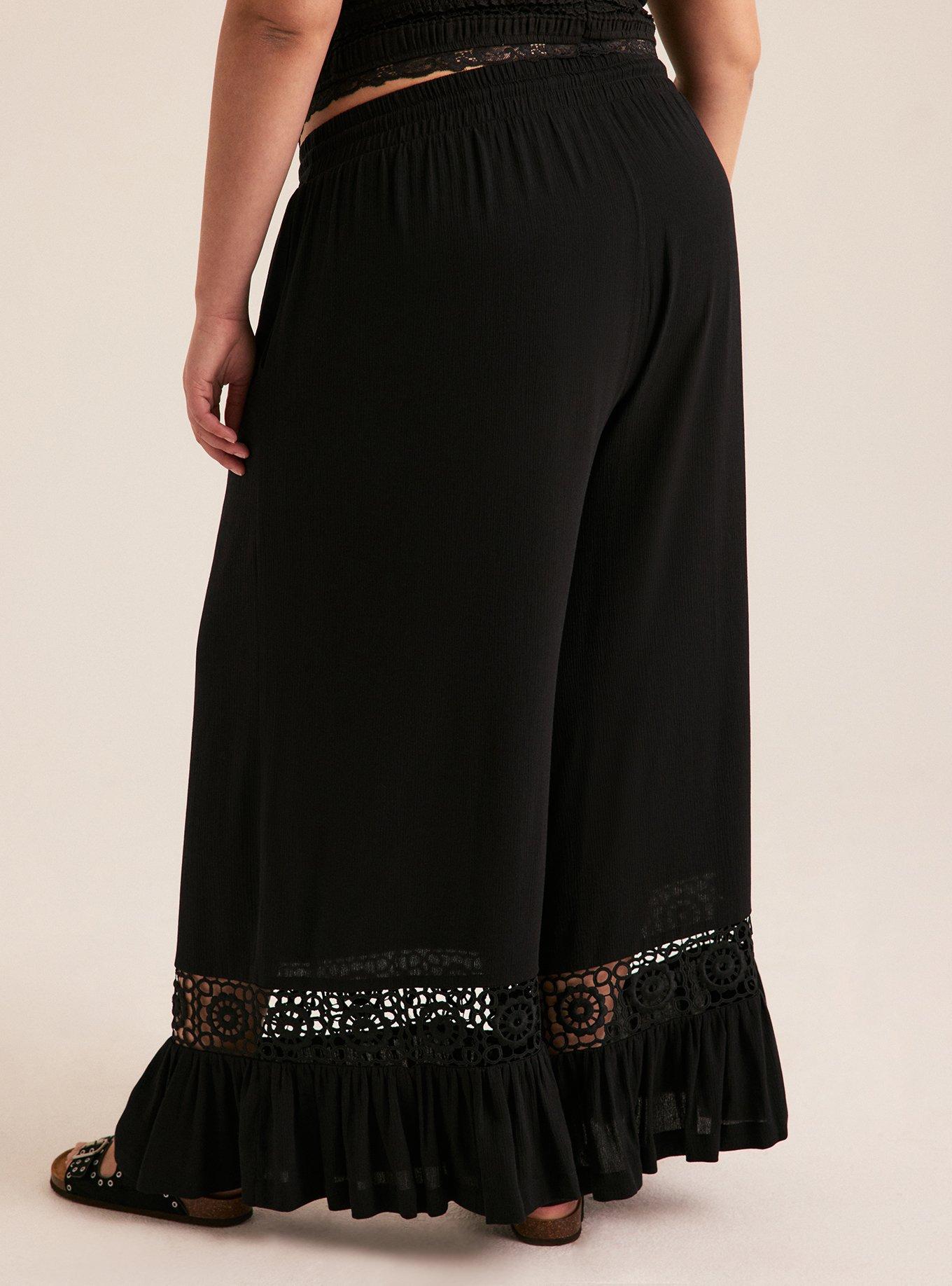 Festi Wide-Leg Lace Trim Pant, DEEP BLACK, alternate
