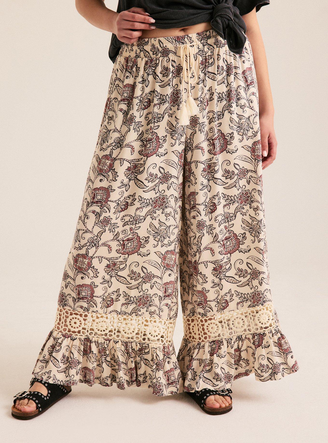 Festi Wide-Leg Lace Trim Pant, CONCERT JACOBEAN IVORY, alternate