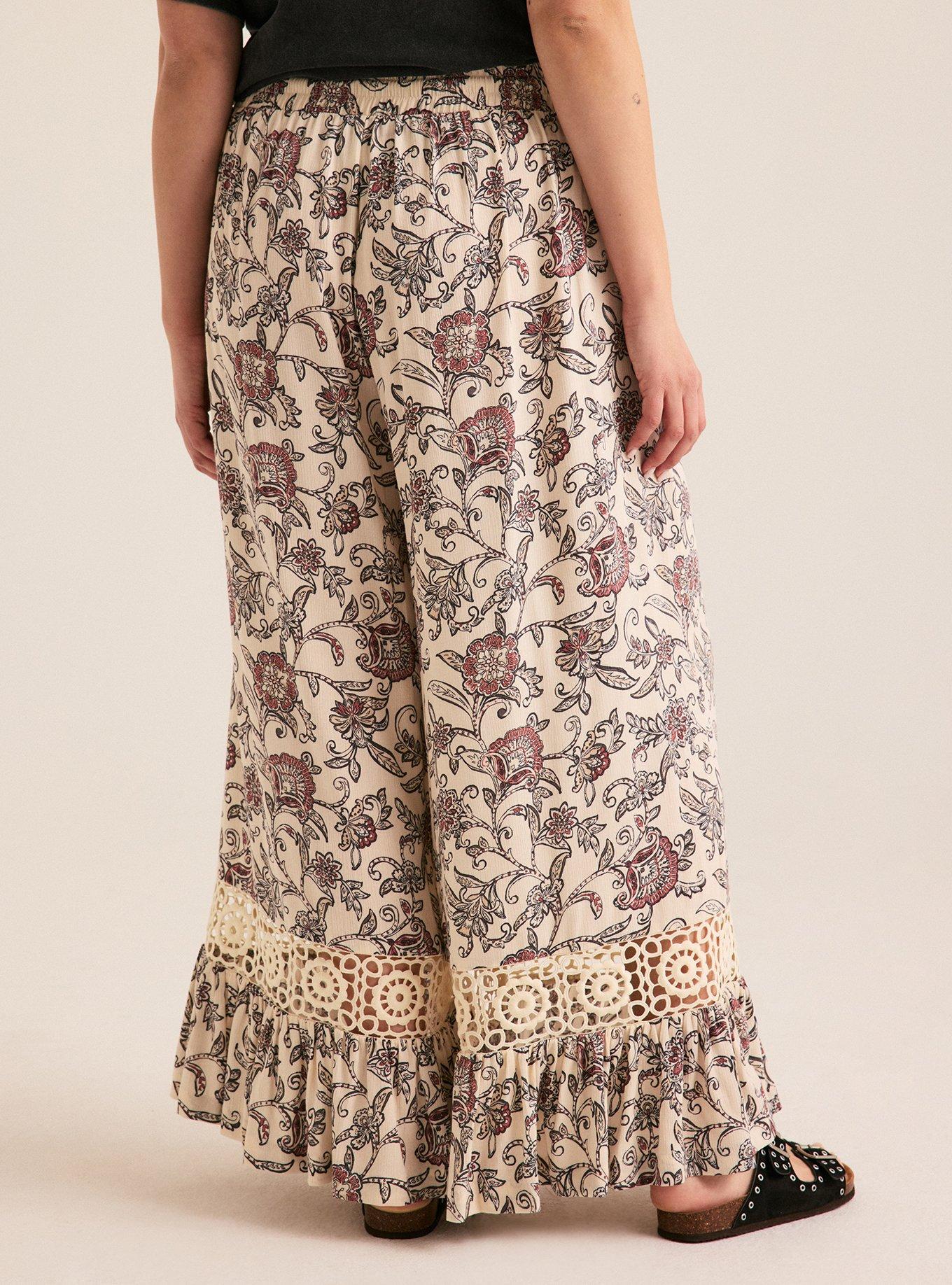 Festi Wide-Leg Lace Trim Pant, CONCERT JACOBEAN IVORY, alternate