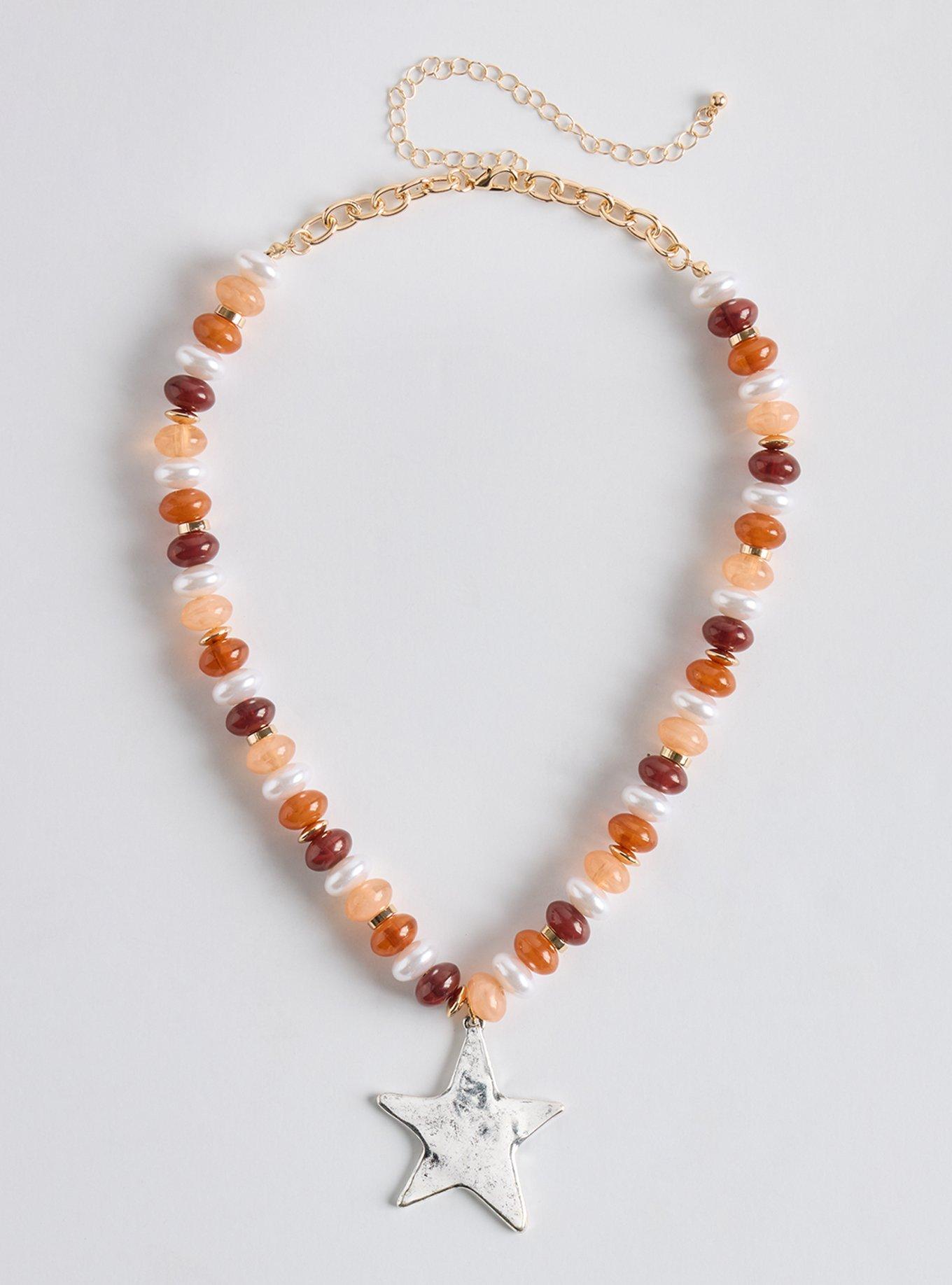 Beaded Charm Star Necklace, , hi-res