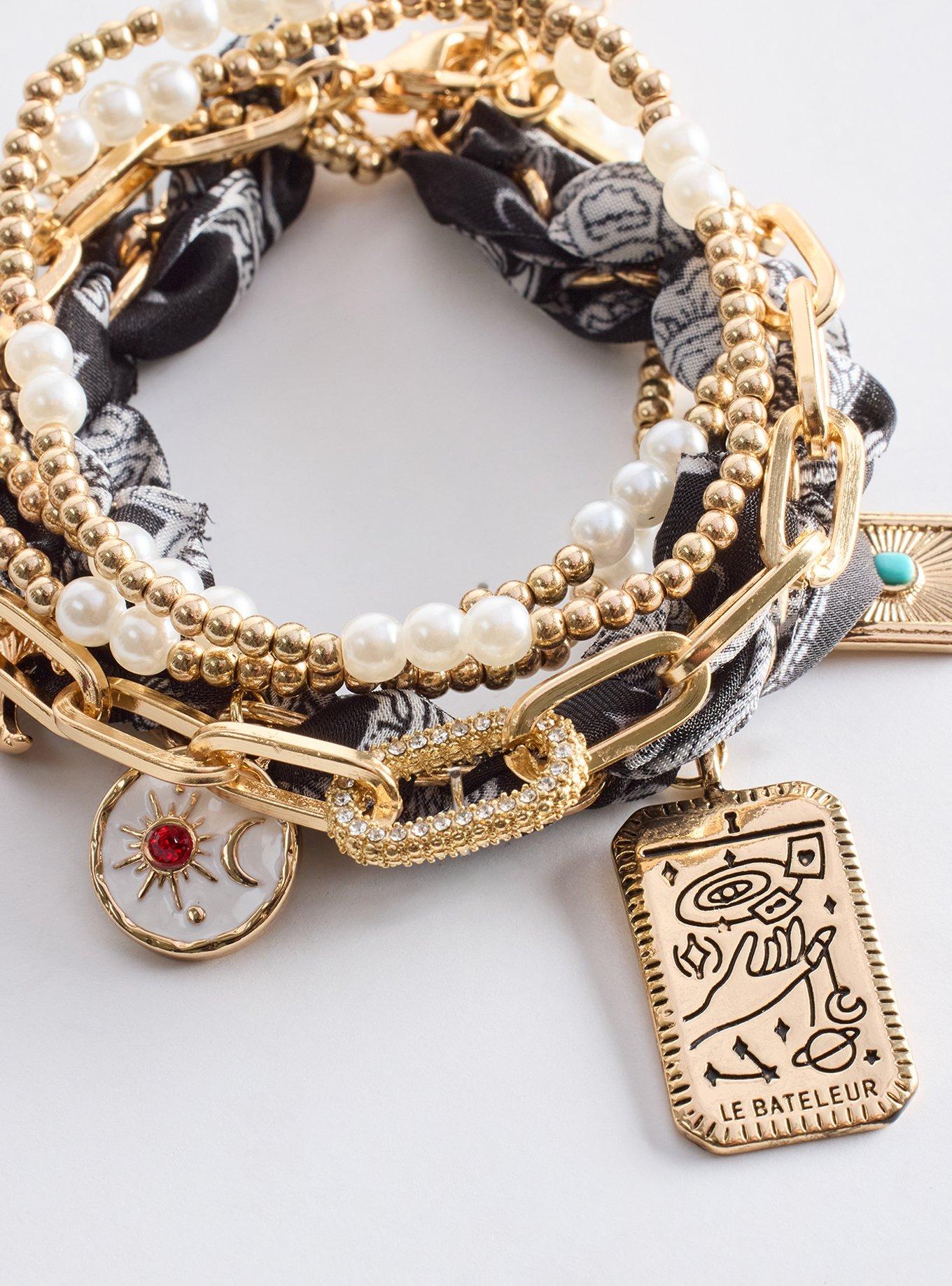 Scarf Celestial Charm Bracelet, GOLD, alternate