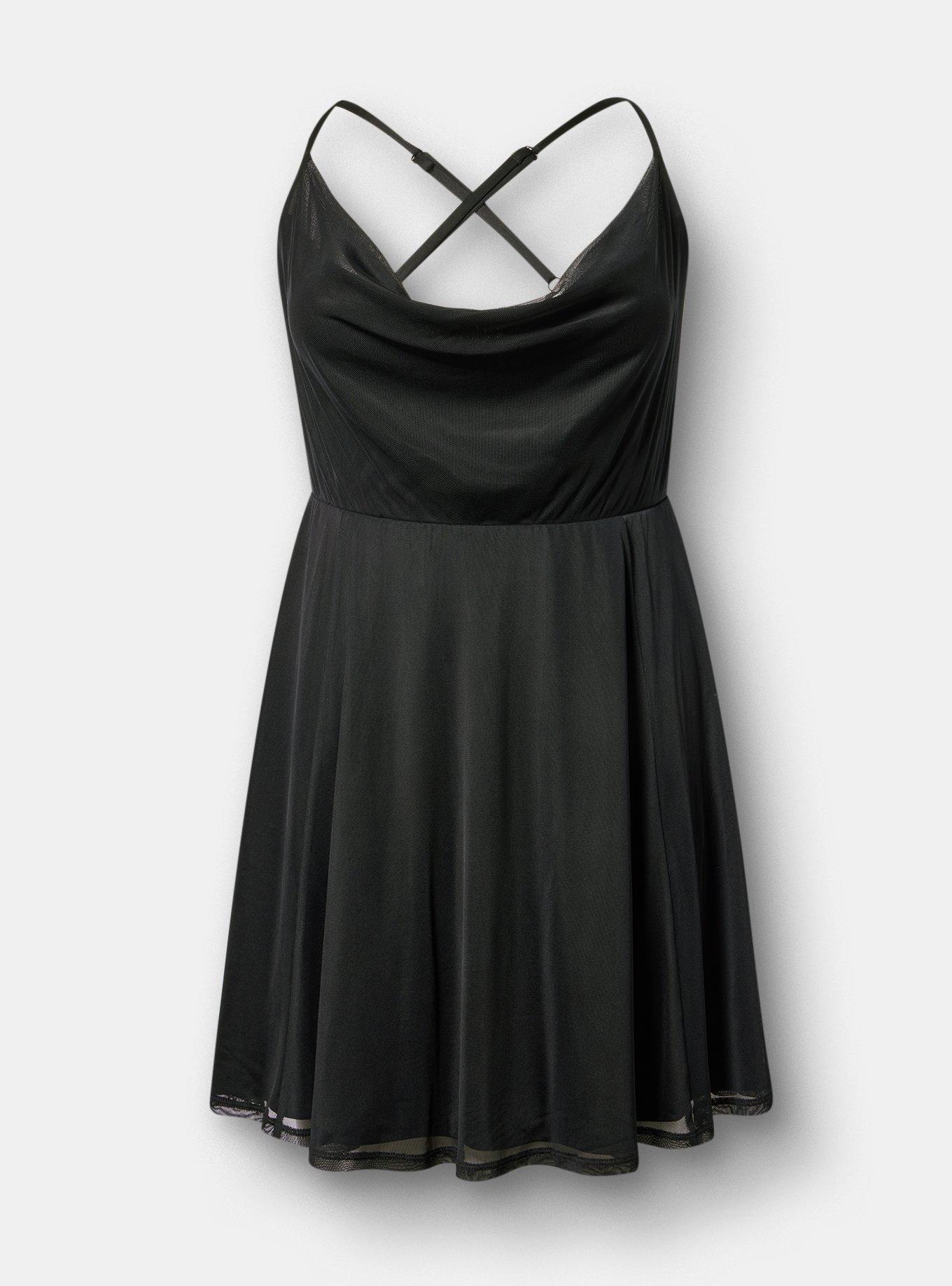 Cross Back Mini Dress, DEEP BLACK, hi-res