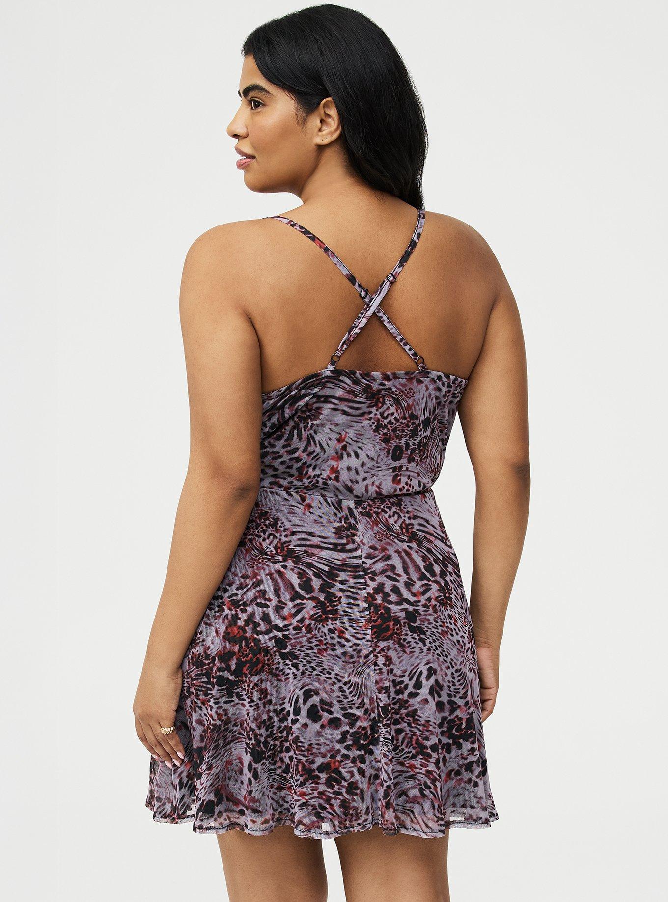 Cross Back Mini Dress, LEOPARD IN MOTION GREY, alternate