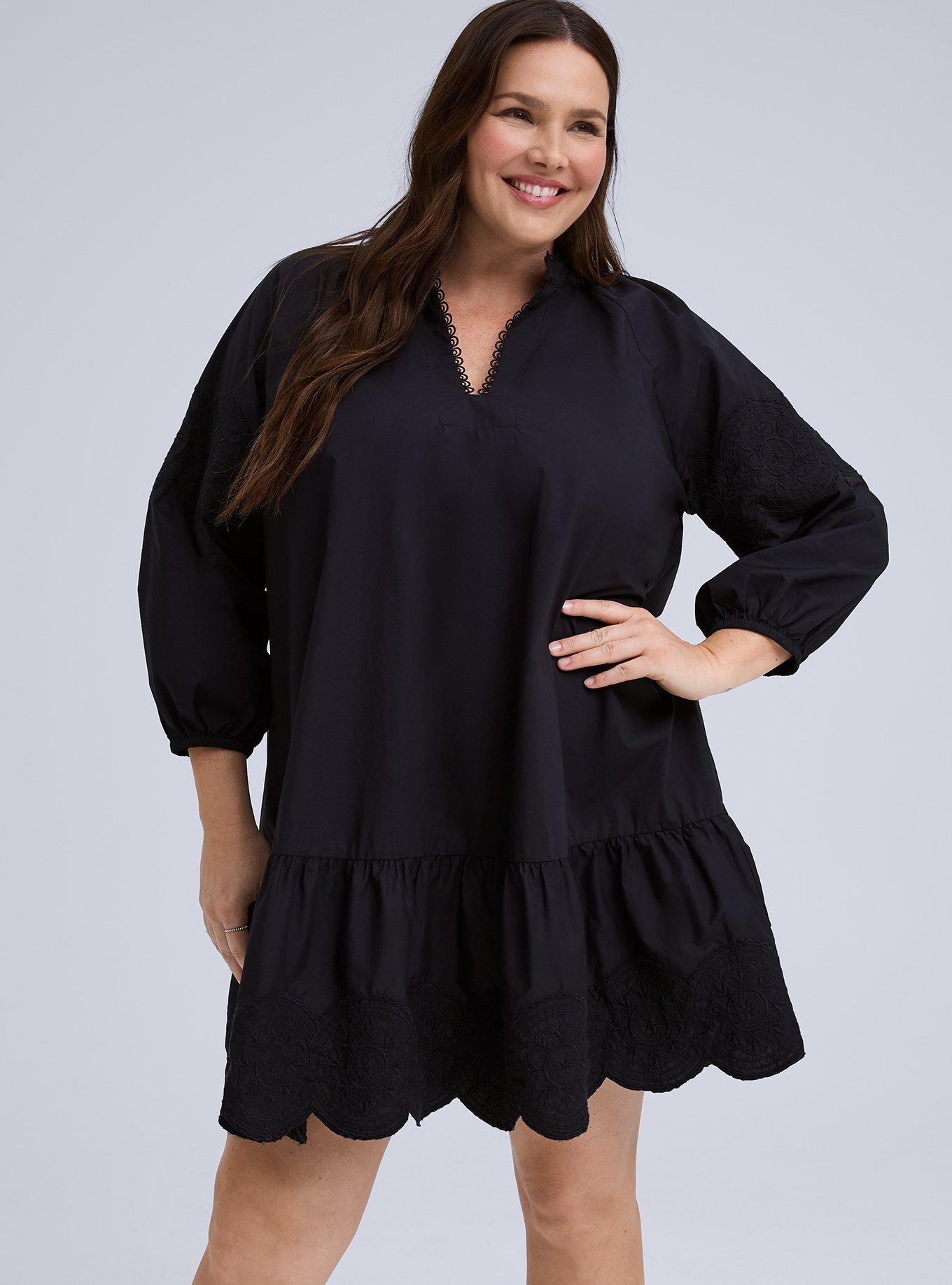 Belle Isle Scallop Hem Mini Dress, DEEP BLACK, alternate