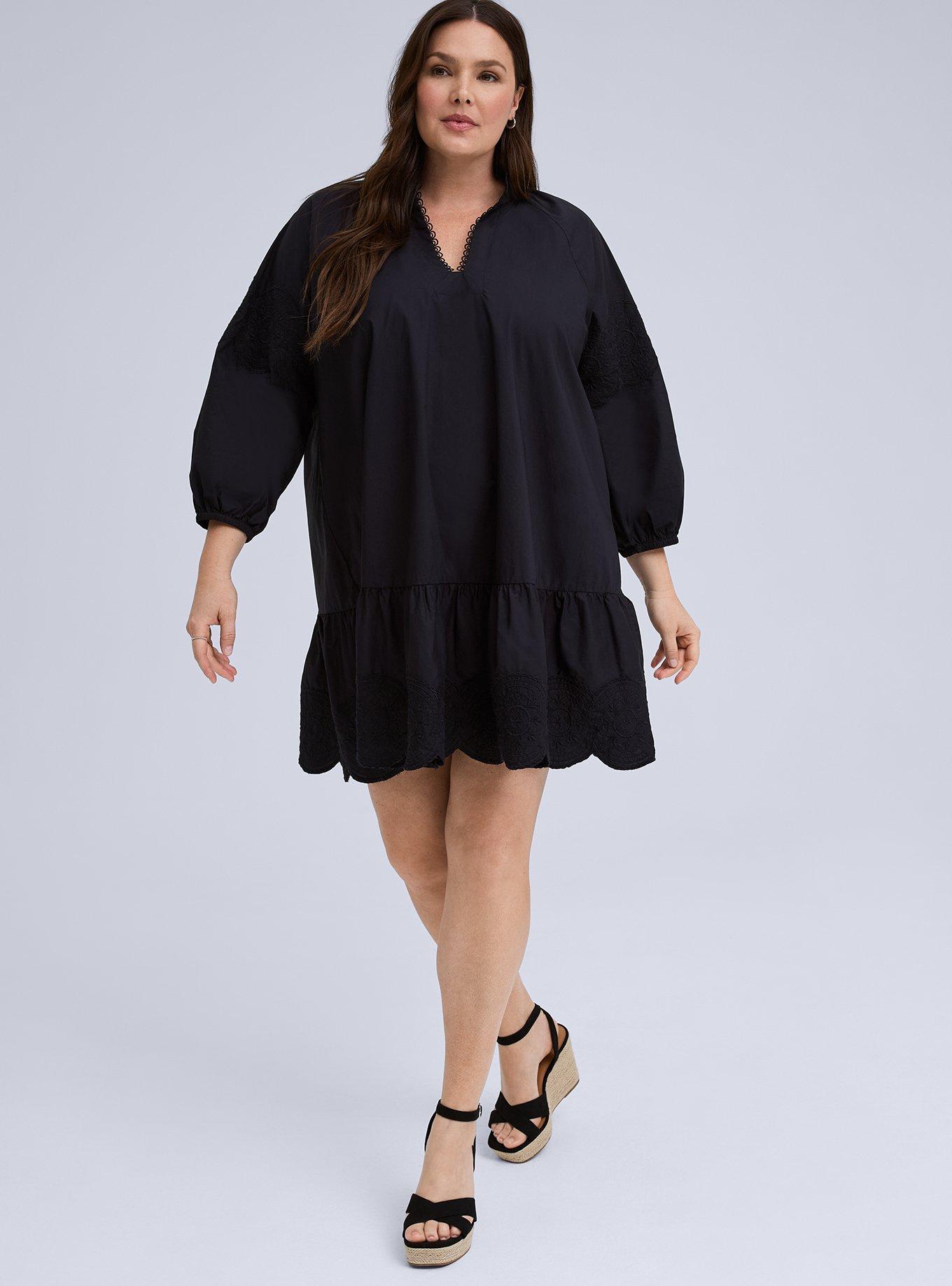 Belle Isle Scallop Hem Mini Dress, DEEP BLACK, hi-res