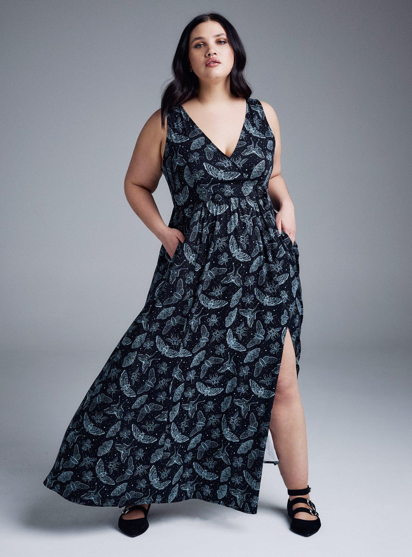 green emerald velvet dress Plus Size Wrap Black Dress