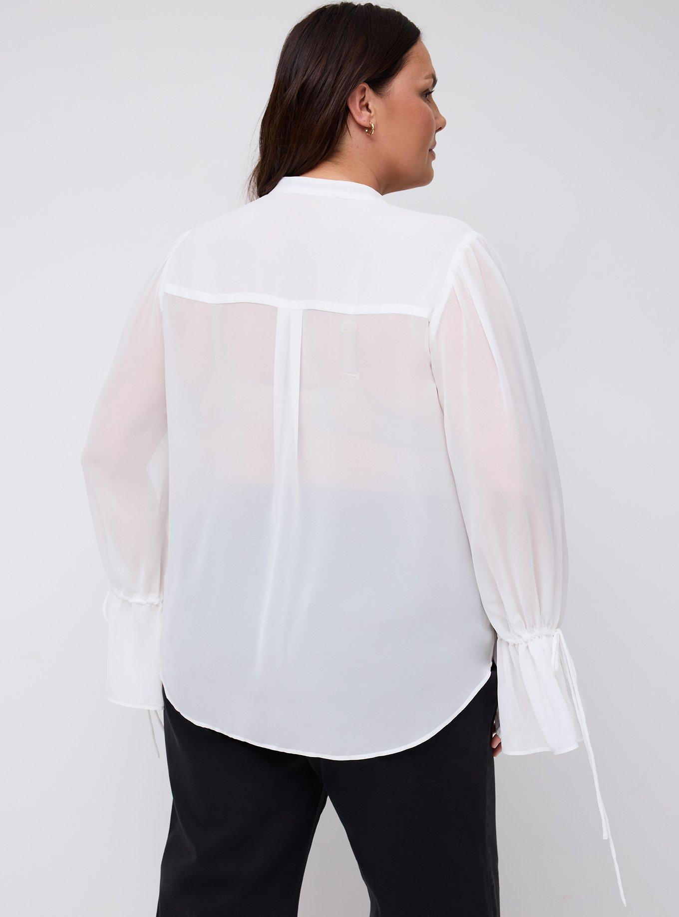 Studio Ruffle Cuff  Blouse, BLANC DE BLANC, alternate