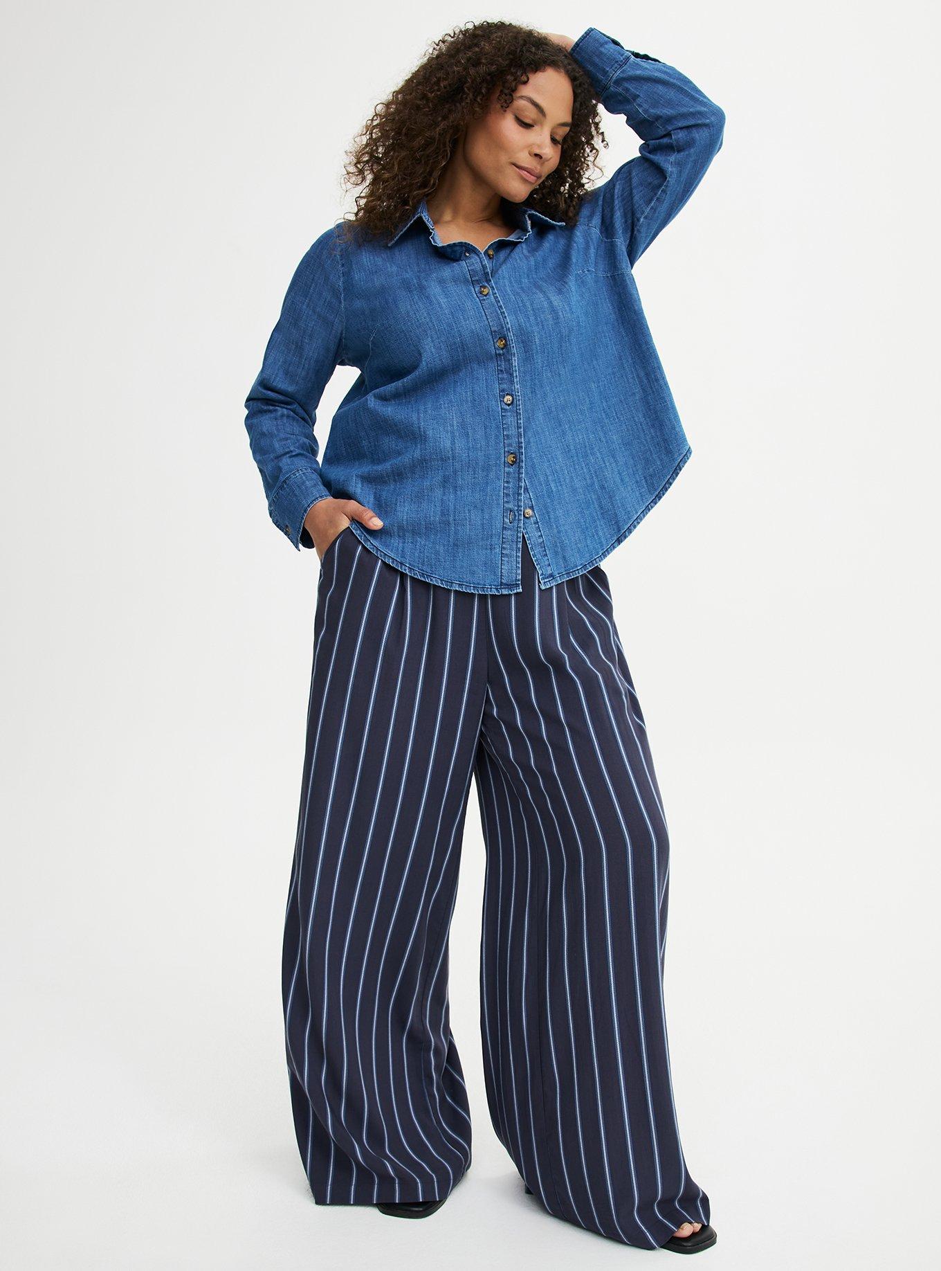 Denim Button-Up Shirt, MEDIUM BLUE WASH, alternate