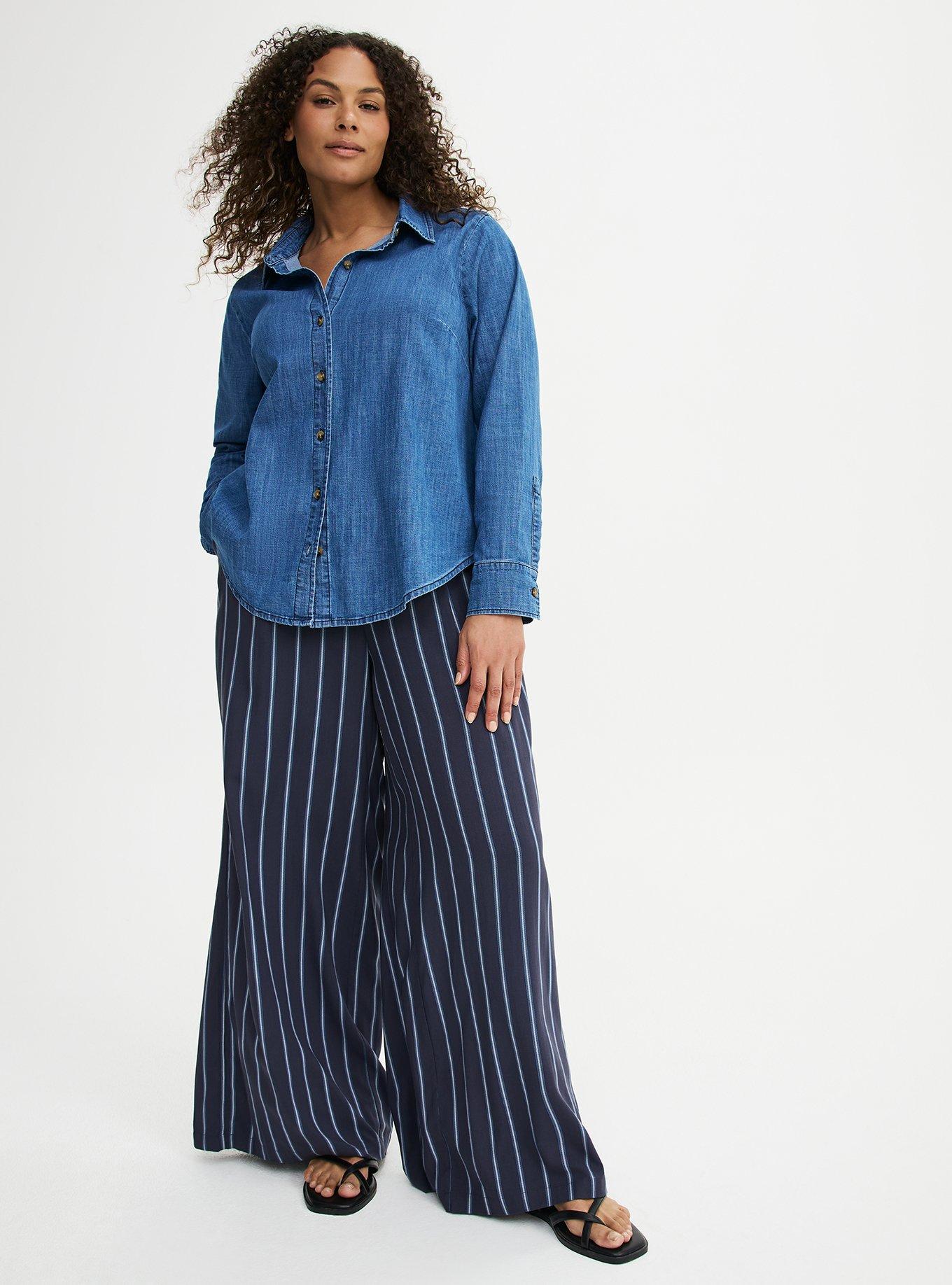 Denim Button-Up Shirt, MEDIUM BLUE WASH, alternate