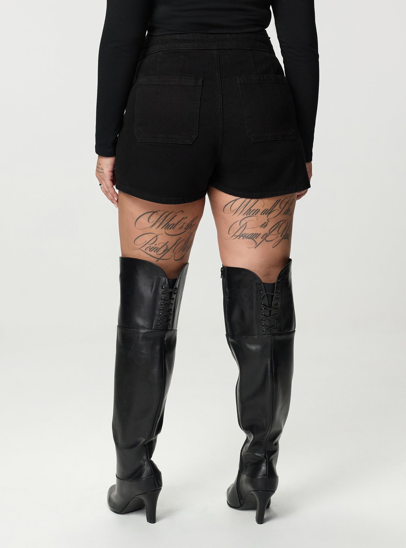 A-Line Denim Wrap Skort, BLACK, alternate