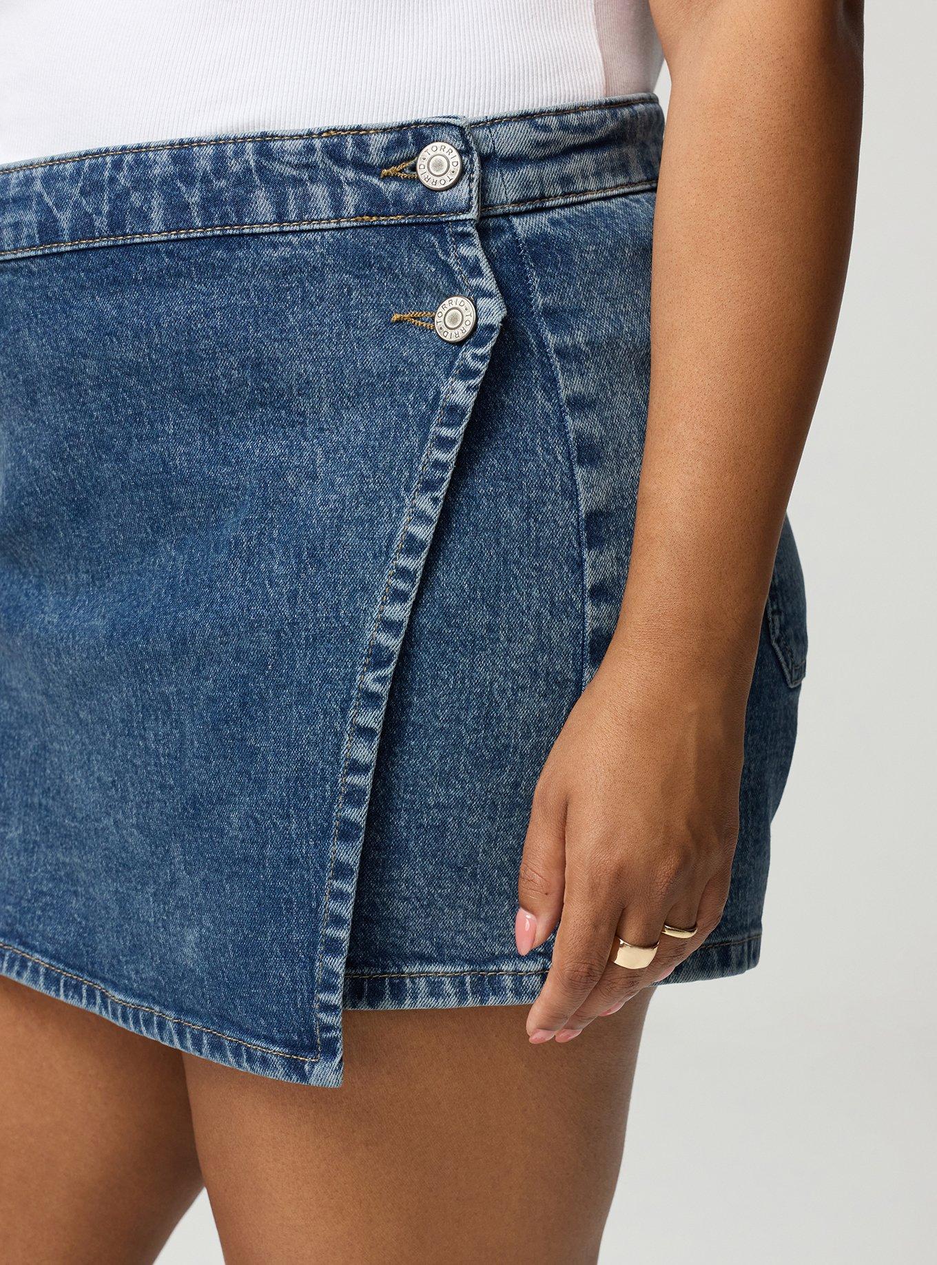Wrap A-Line Denim Skort, ANCIENT MARINER, alternate