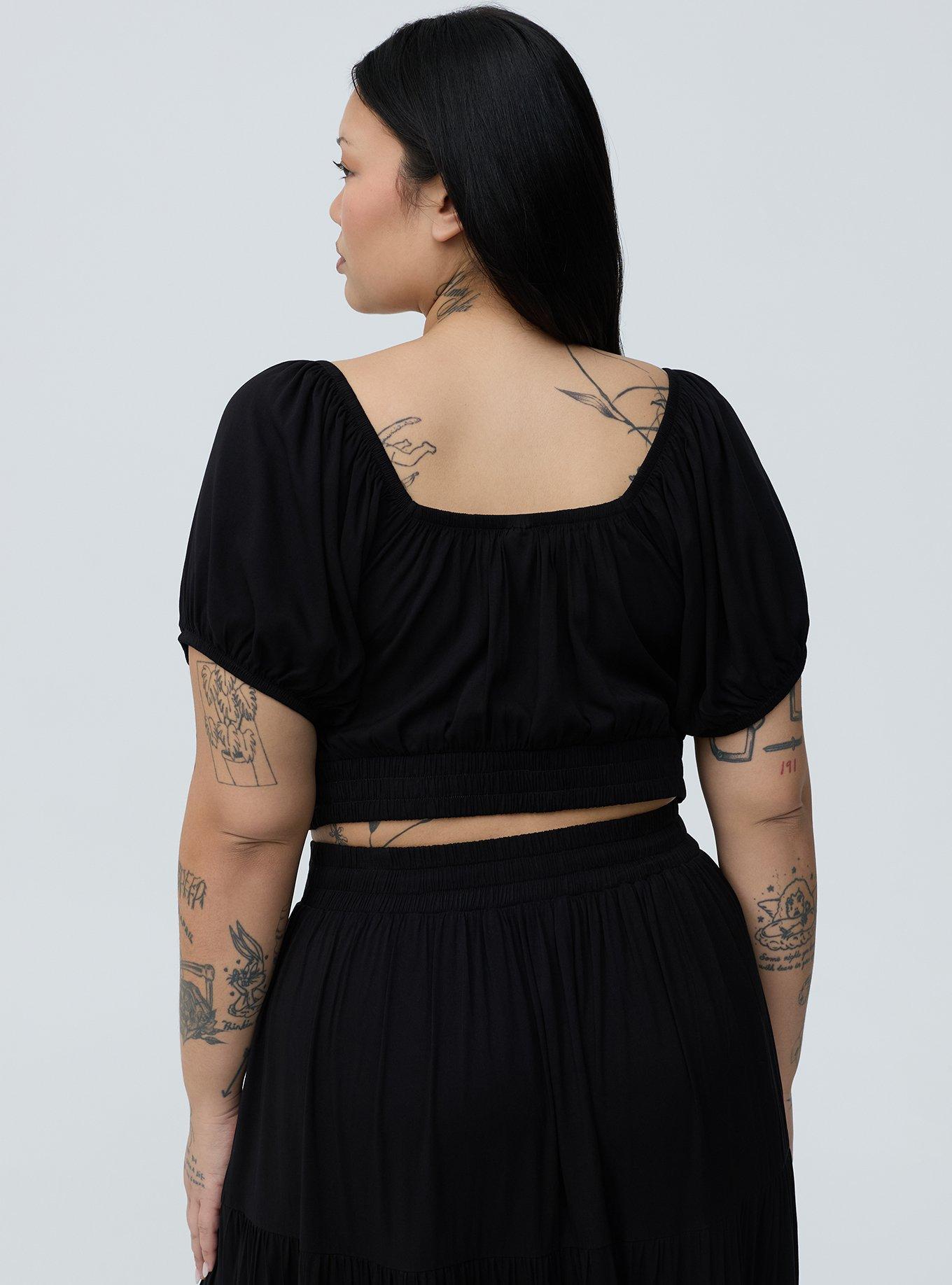 Puff Sleeve Maxi Skirt Set, DEEP BLACK, alternate