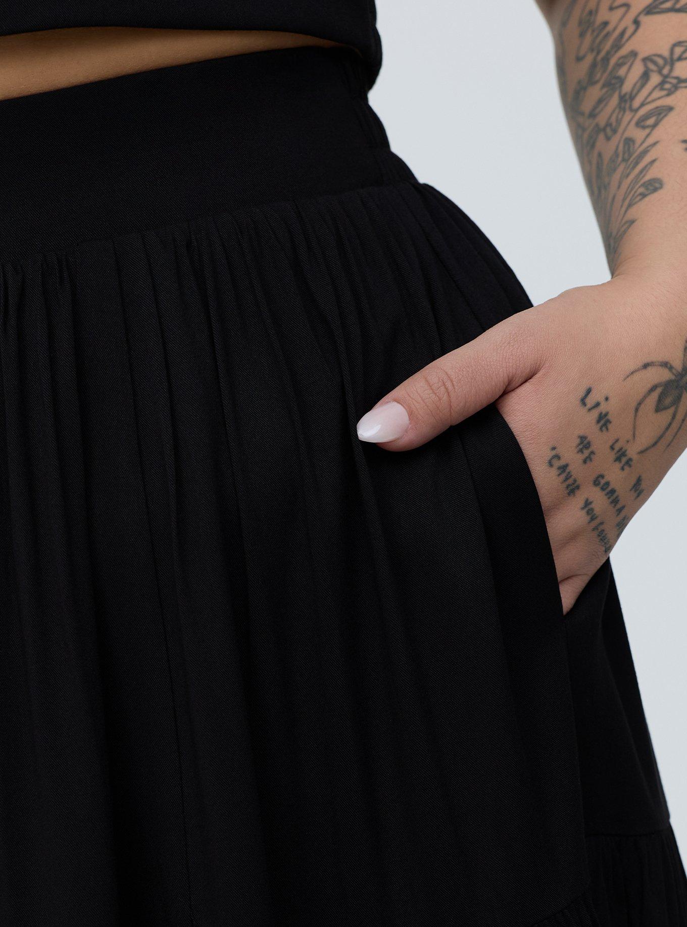 Puff Sleeve Maxi Skirt Set, DEEP BLACK, alternate