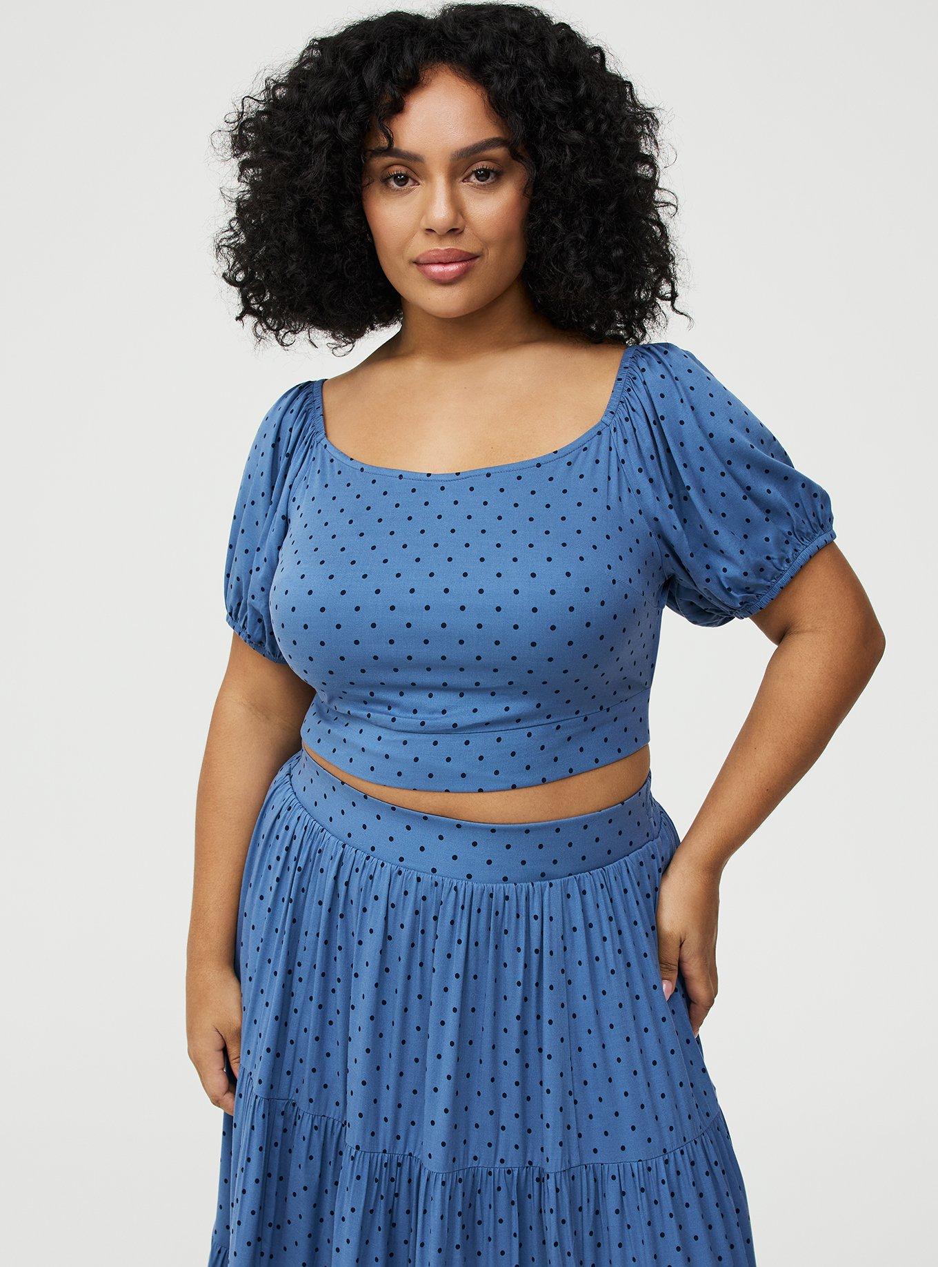 Puff Sleeve Maxi Skirt Set, CHIC DOT BLUE, alternate