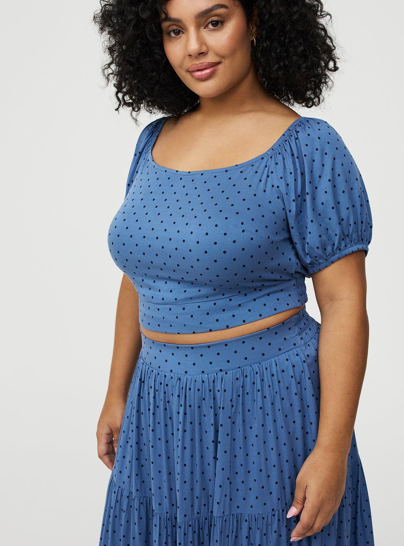 Puff Sleeve Maxi Skirt Set, CHIC DOT BLUE, alternate