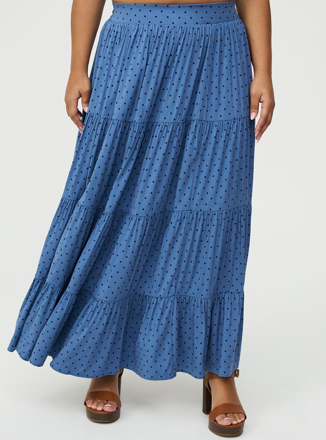 Puff Sleeve Maxi Skirt Set, CHIC DOT BLUE, alternate
