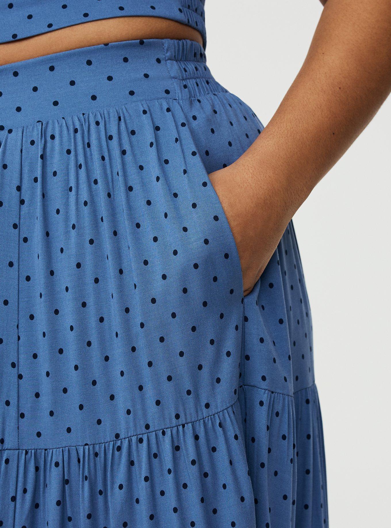 Puff Sleeve Maxi Skirt Set, CHIC DOT BLUE, alternate