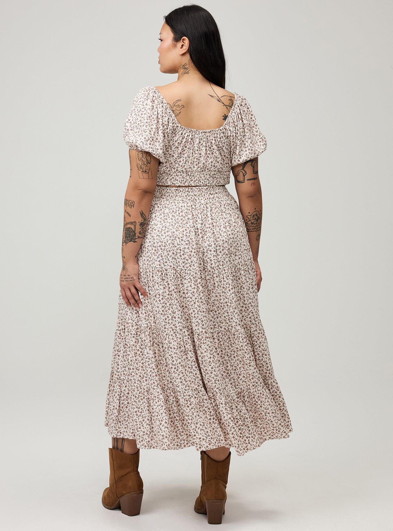 Puff Sleeve Maxi Skirt Set, ROWEN JACO DITSY PINK, alternate