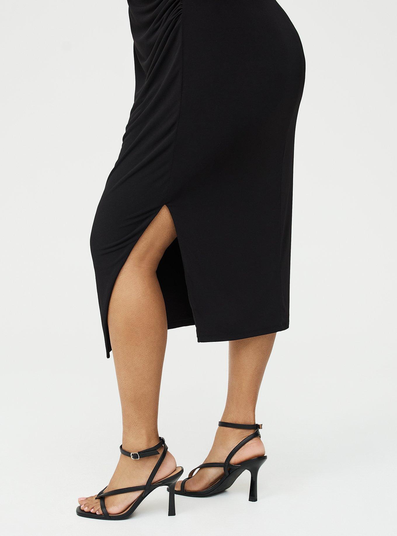 Ruched Side Maxi Dress, DEEP BLACK, alternate