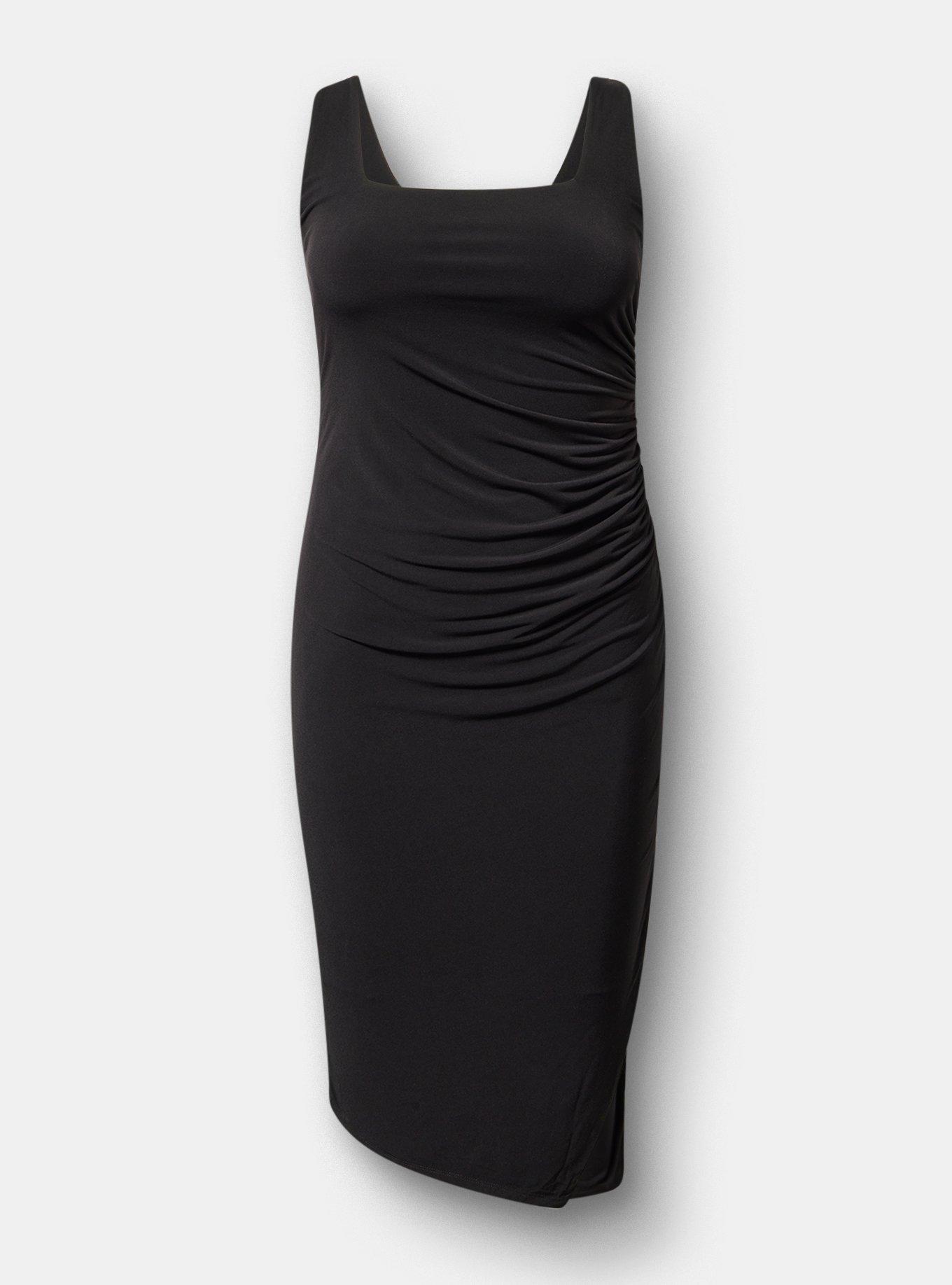 Ruched Side Maxi Dress, DEEP BLACK, hi-res