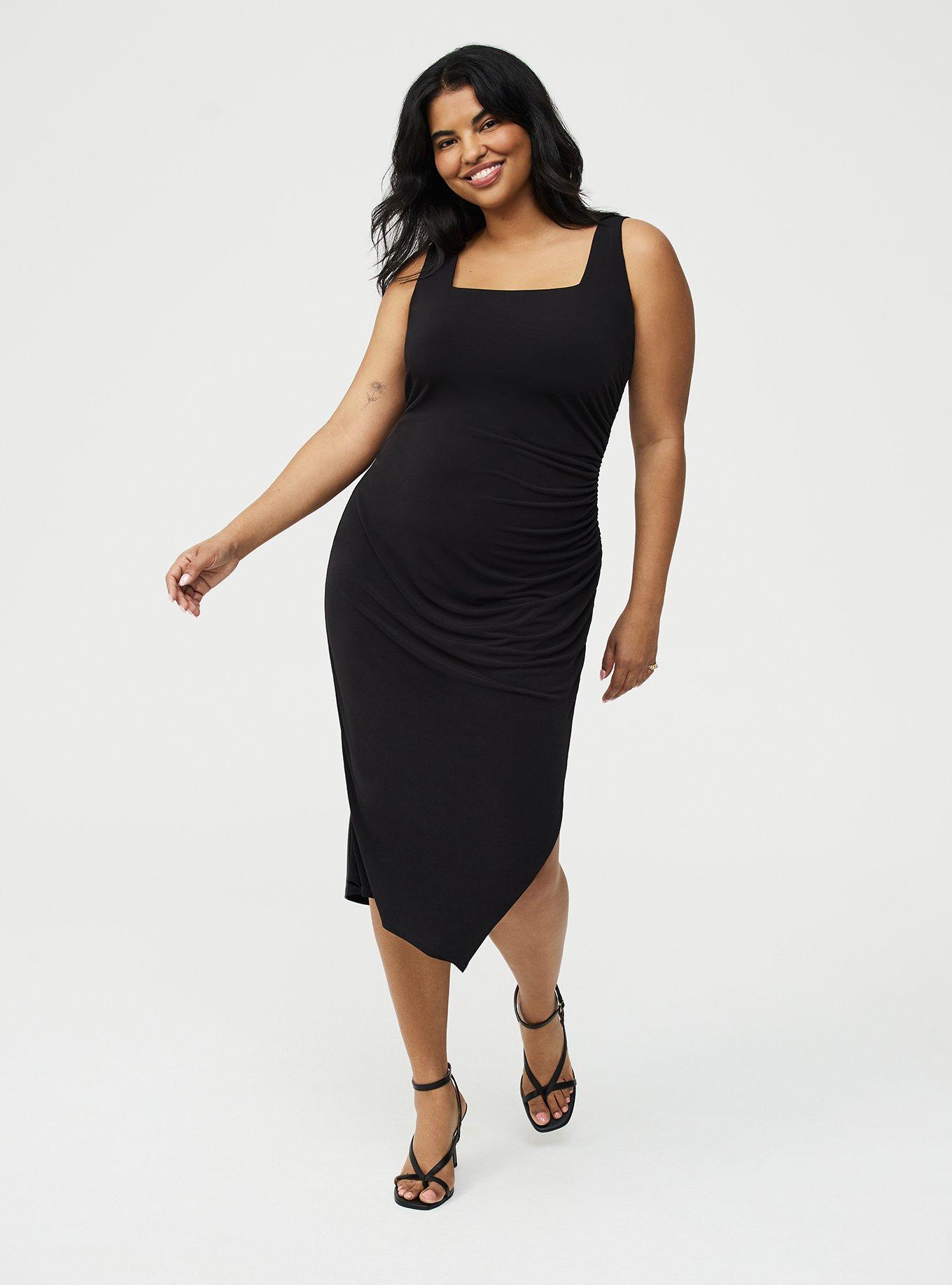Ruched Side Maxi Dress, DEEP BLACK, hi-res