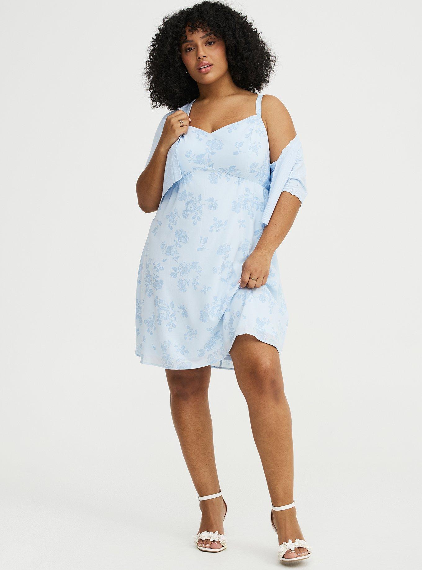 V-Neck Mini Dress, BECCA FLORAL BLUE, alternate