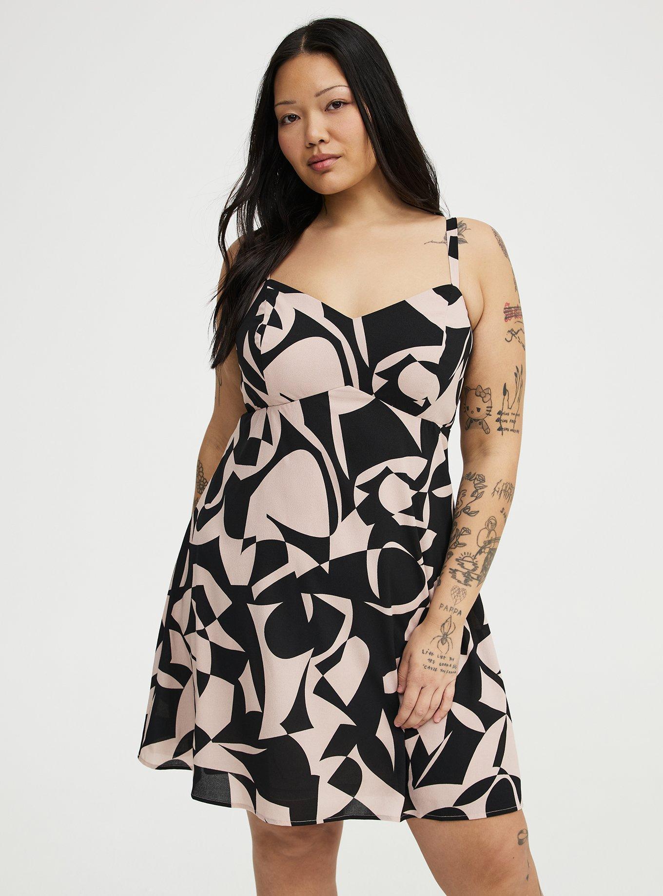 V-Neck Mini Dress, CALI GEO TAN, alternate