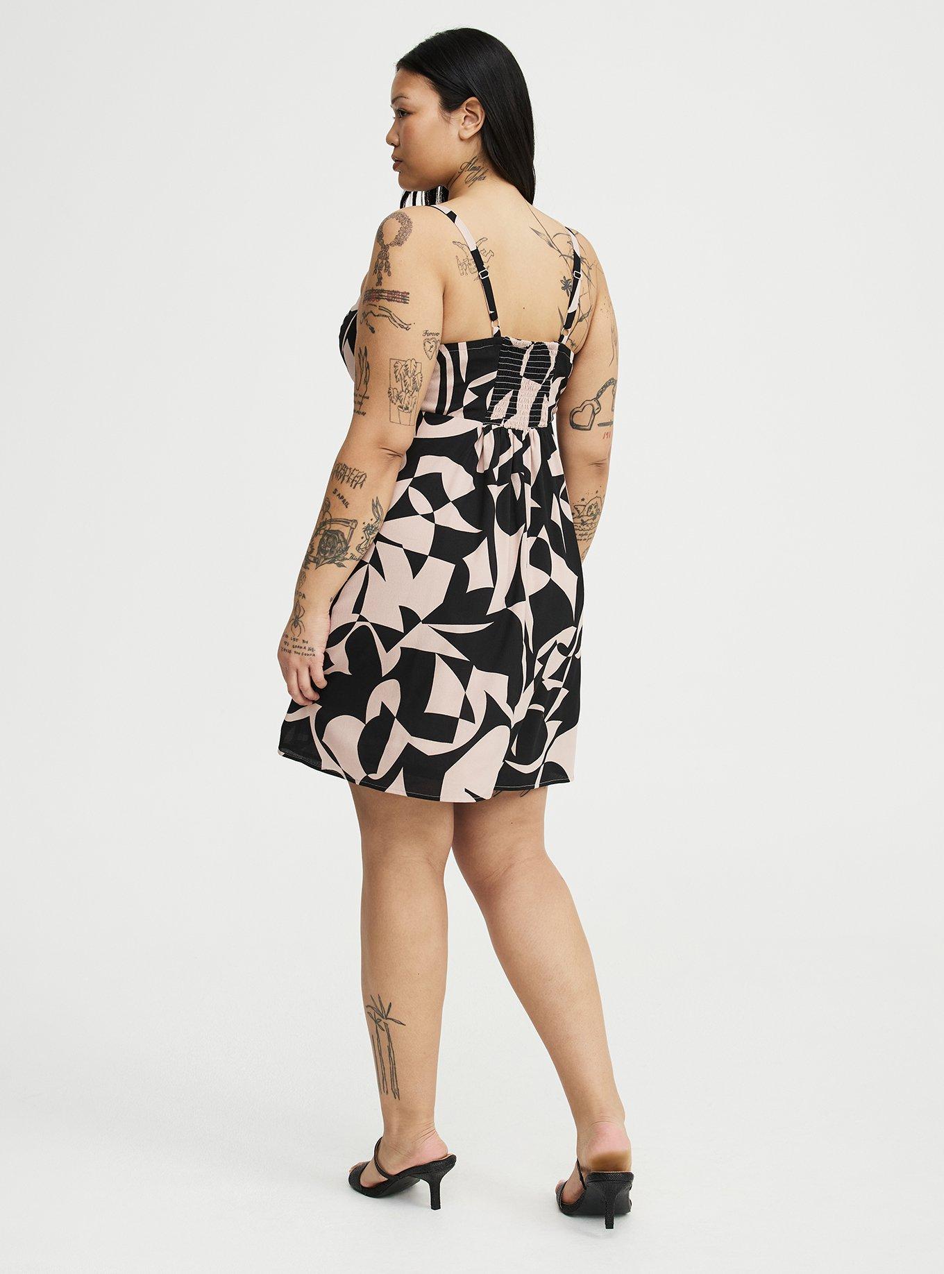 V-Neck Mini Dress, CALI GEO TAN, alternate