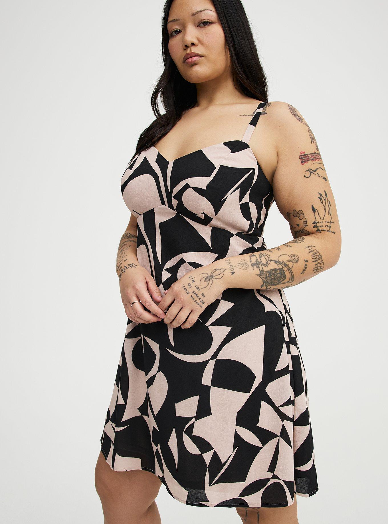 V-Neck Mini Dress, CALI GEO TAN, alternate