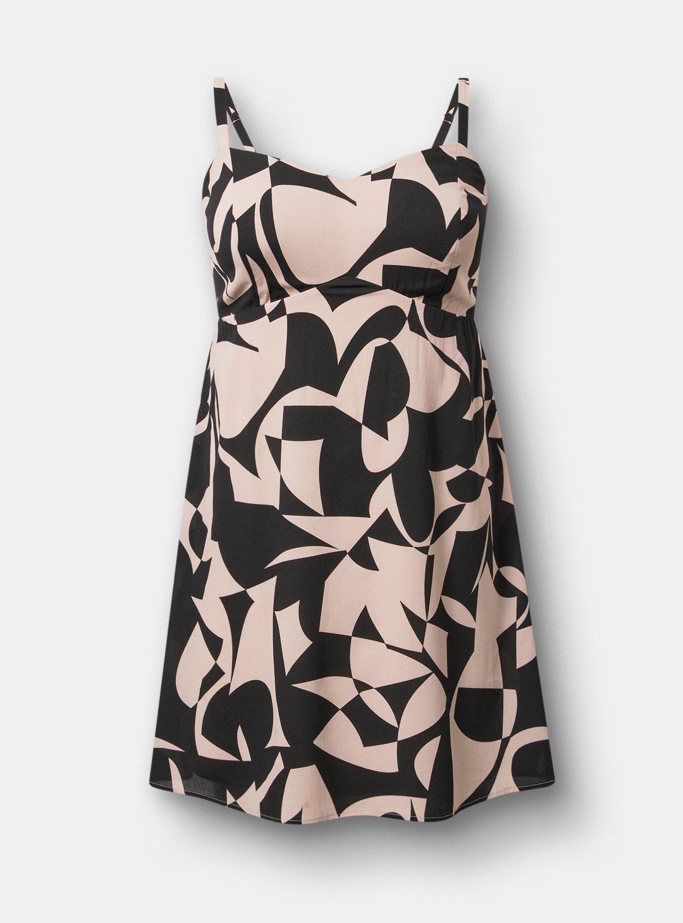 V-Neck Mini Dress, CALI GEO TAN, hi-res