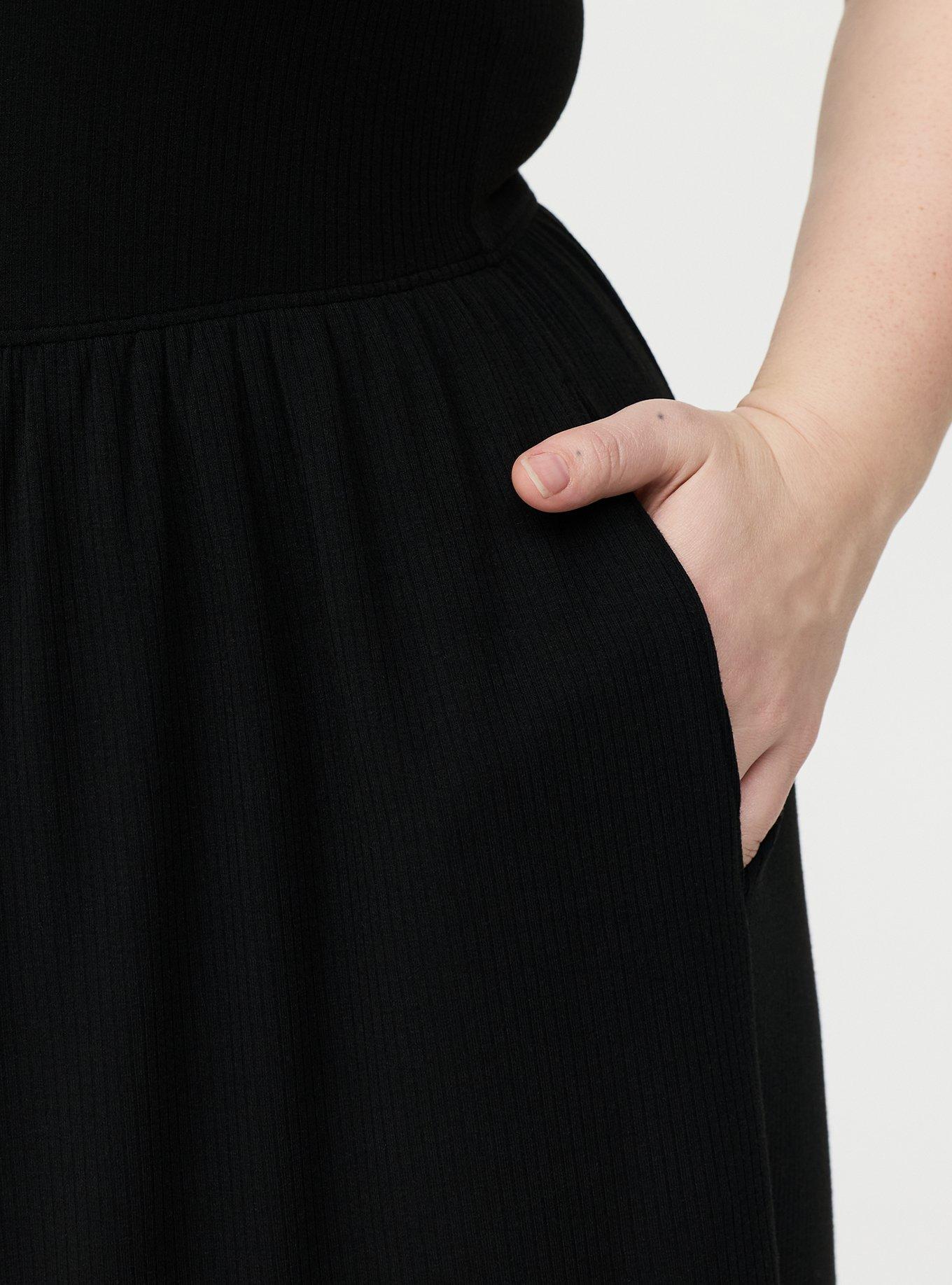 Super Soft Rib High Neck Jumpsuit, DEEP BLACK, alternate